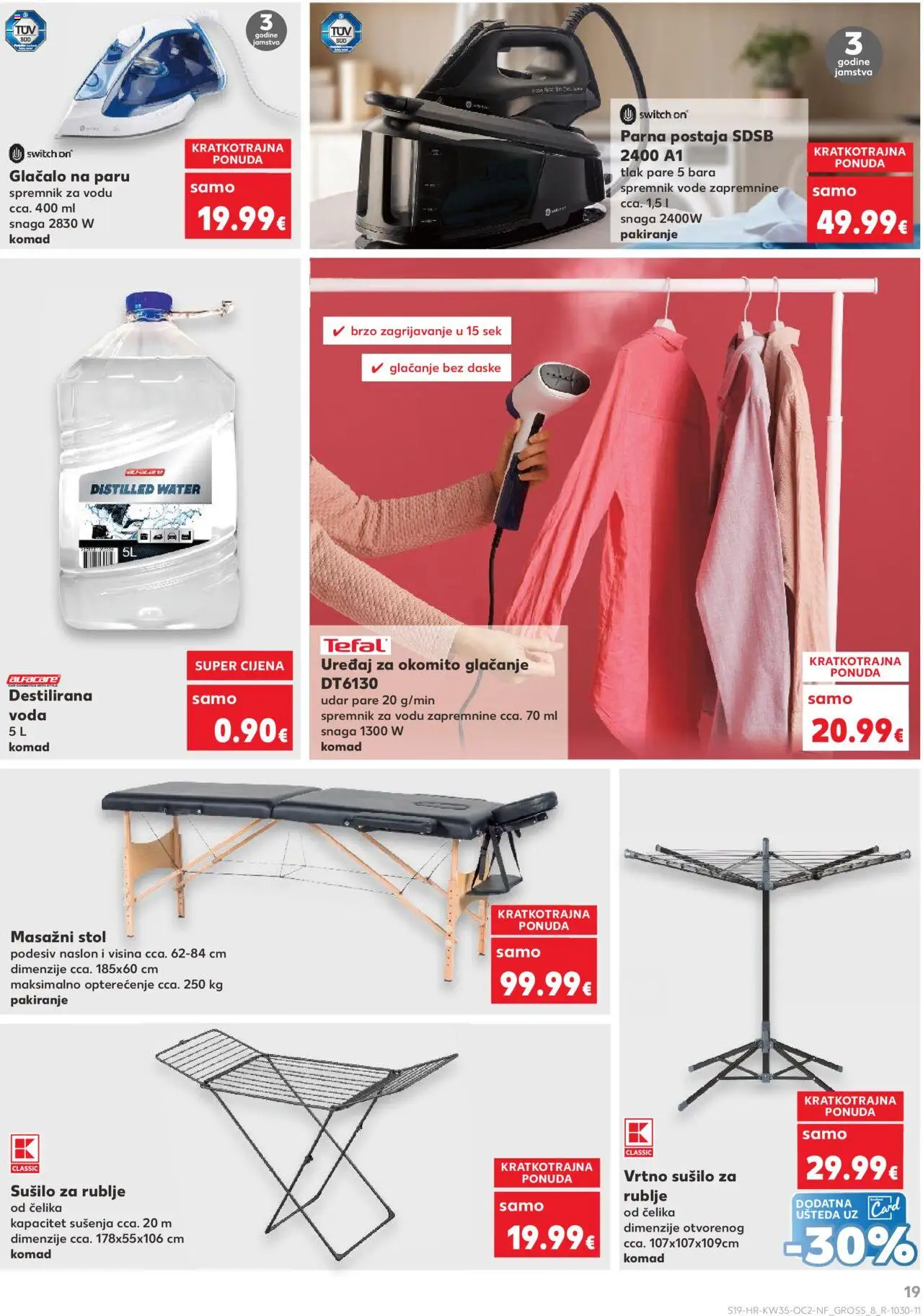 Kaufland katalog | vrijedi od 27.08.2025 | Stranica: 19 | Proizvodi: Parna postaja, Destilirana voda, Voda, Sušilo za rublje