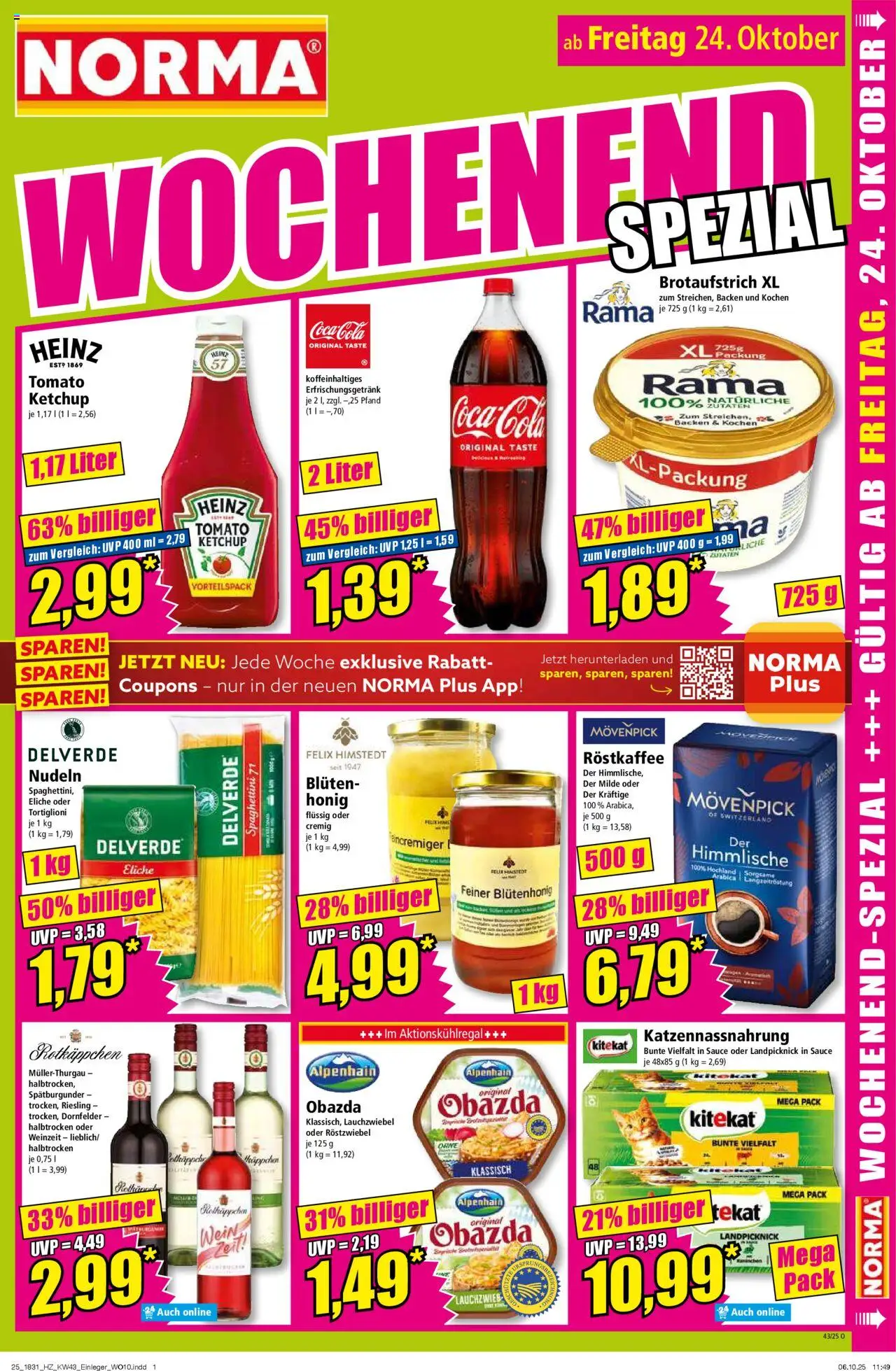 Norma Prospekt 	 – gültig ab 20.10.2025 | Seite: 15 | Produkte: Rotkäppchen, Wein, Nudeln, Ketchup