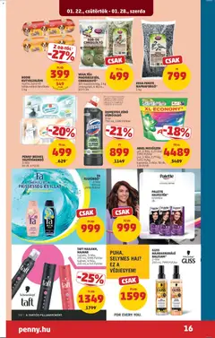 TAFT HAJLAKK, HAJHAB, hajlakk, 5-féle, 250 ml, 5396 Ft/liter, hajhab, 4-féle, 200 ml, 6745 Ft/liter - amely érvényes a következő dátumtól: 22.01.2026 | Oldal: 20