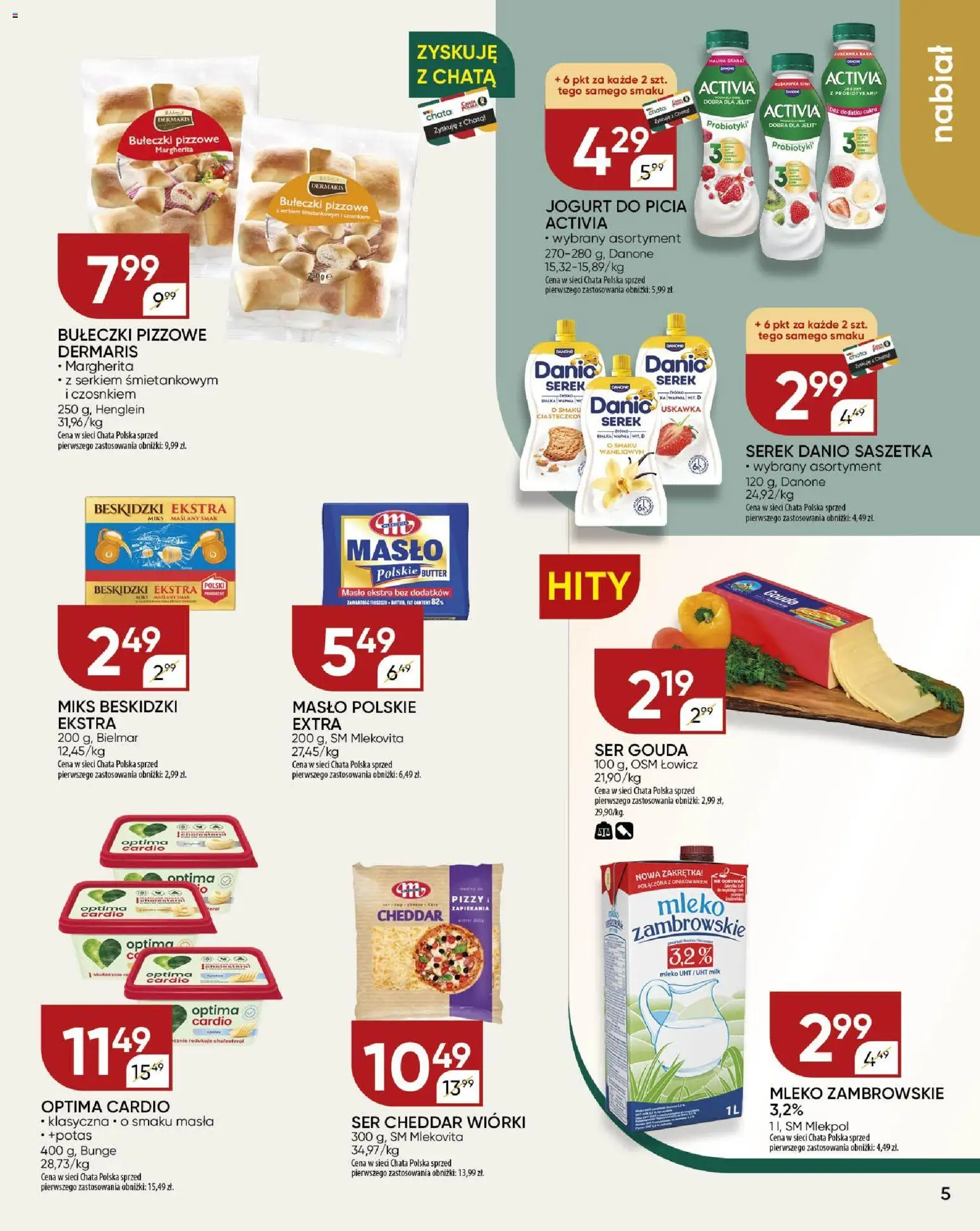 Chata Polska Gazetka od 08.01.2026 | Strona: 5 | Produkty: Mleko, Masło, Ser, Ser cheddar