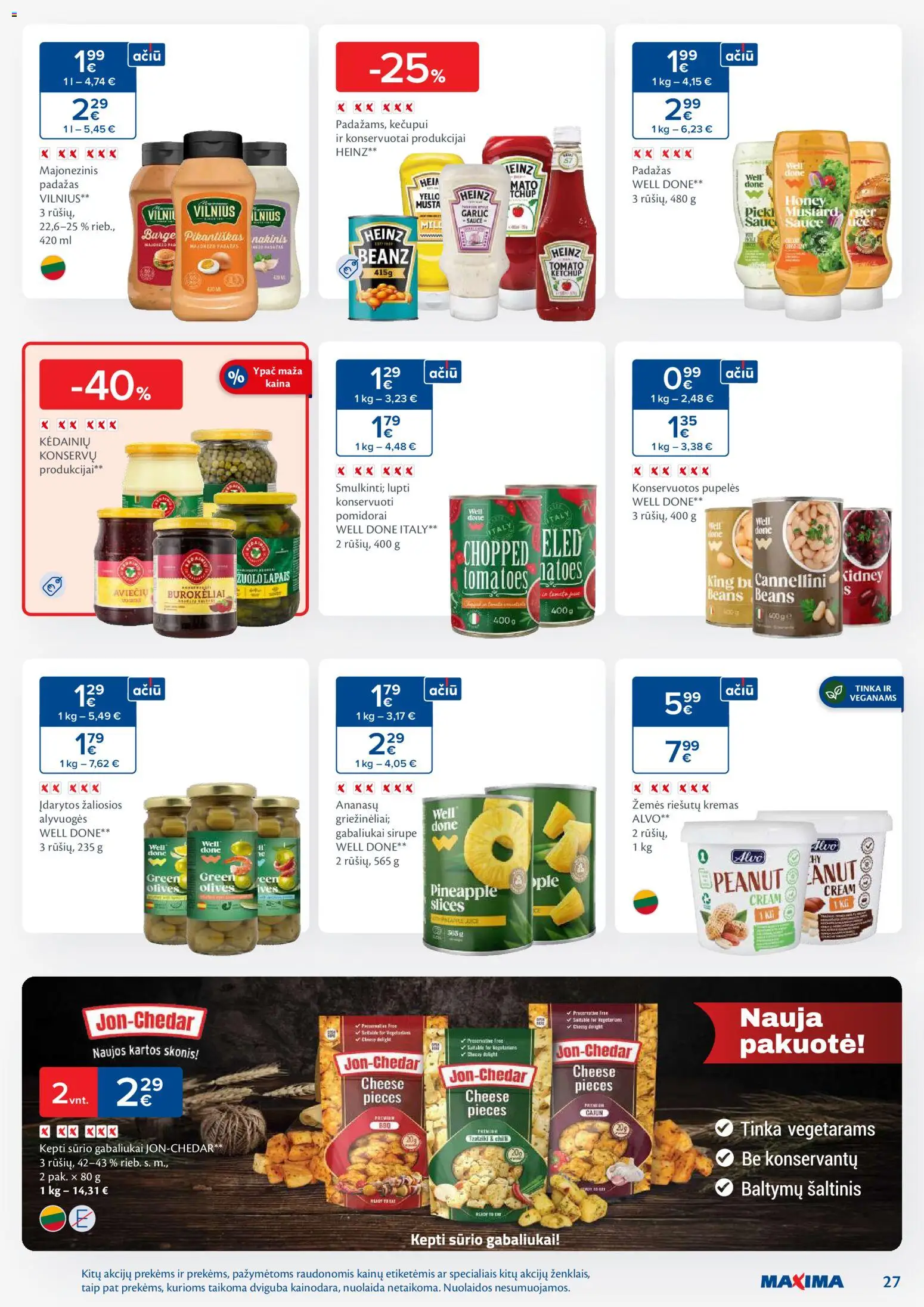 MAXIMA akcijos nuo 04.11.2025 | Puslapis: 27 | Prekių: Pupelės, Kremas, Pomidorai, Padažas