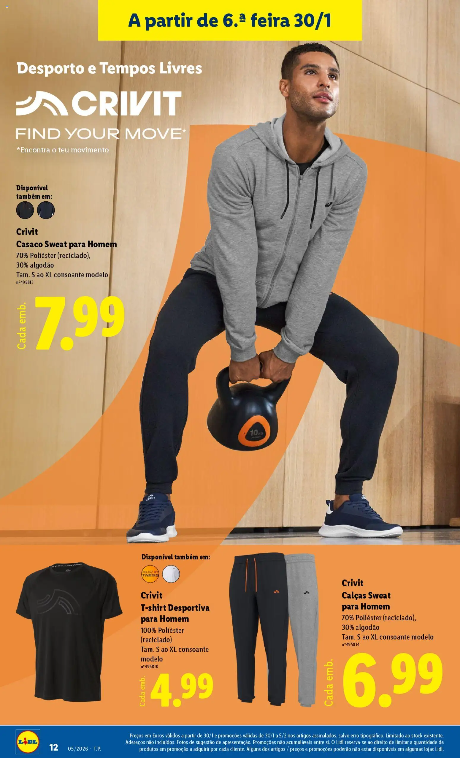 Lidl Novidades │ válido de 26.01.2026 | Página: 12 | Produtos: Casaco, Sweatshirt, Algodão, Calças