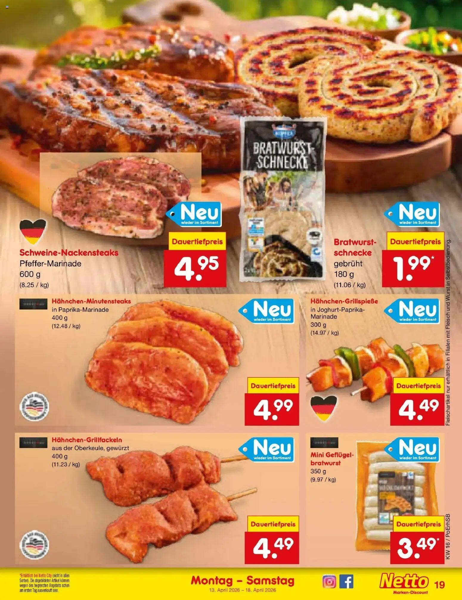 Netto Marken-Discount Prospekt Metten	 – gültig ab 13.04.2026 | Seite: 23 | Produkte: Bratwurst, Wurst, Fleisch
