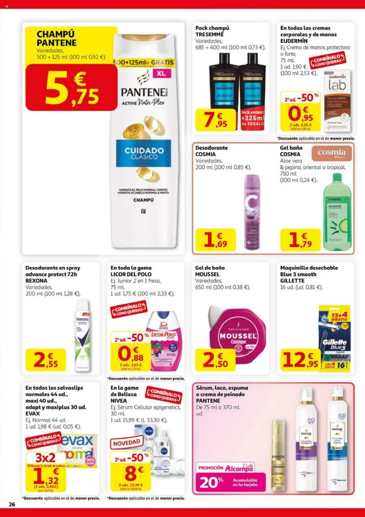 Alcampo - HG Nacional  │ válido desde el 11.09.2025 | Página: 26 | Productos: Crema de manos, Salvaslips, Sérum, Baño