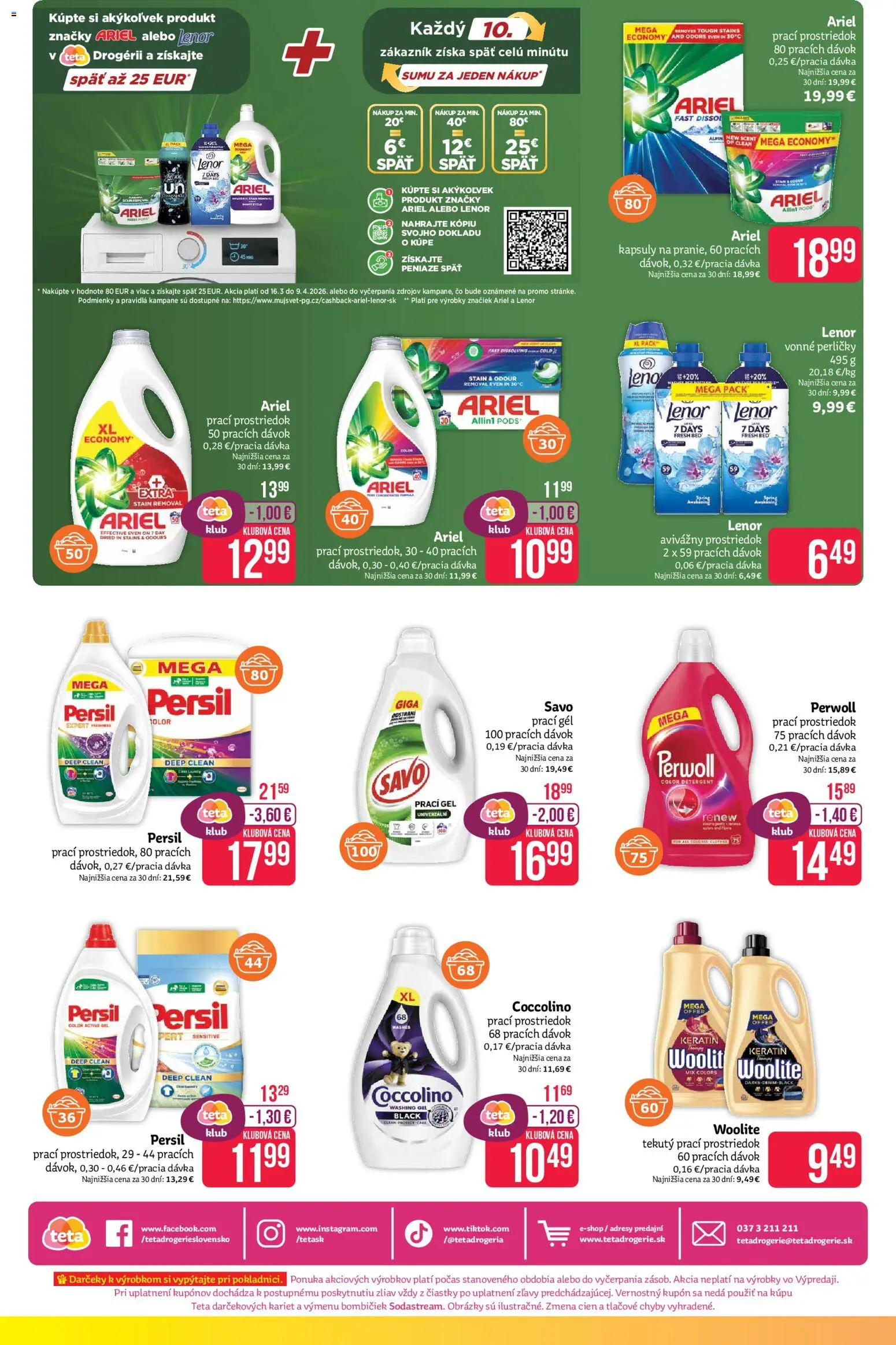 Nové Teta drogerie akcie – leták je platný od 16.03.2026 | Strana: 16 | Produkty: Persil, Perwoll, Savo, Ariel
