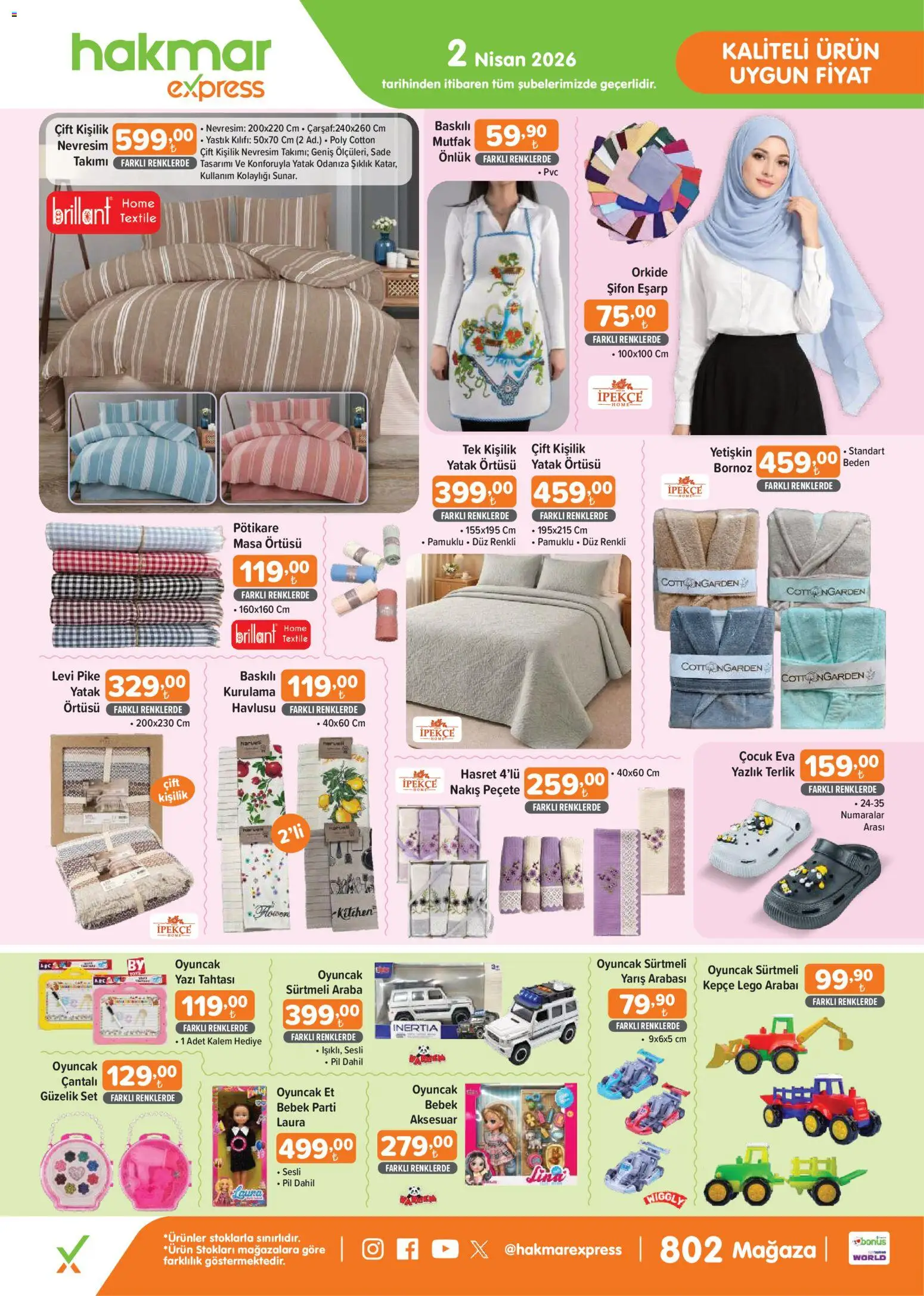 Hakmar Express - Perşembe Aktüel Ürünler - 02.04.2026 tarihinden itibaren geçerlidir | Sayfa: 2 | Ürünler: Yatak, Nevresim, Yastık kılıfı, Yatak örtüsü
