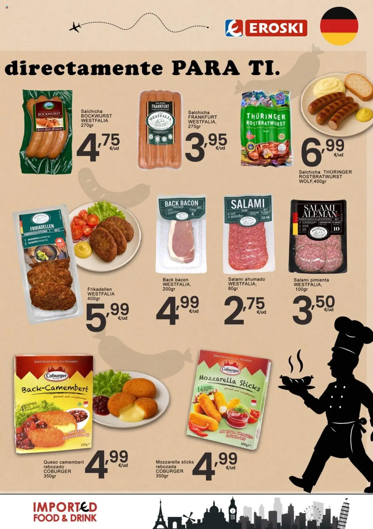 Eroski - Productos de Importación │ válido desde el 12.06.2025 | Página: 3 | Productos: Μπάρα σαπουνιού, Queso, Salami, Σοκολατούχο γάλα