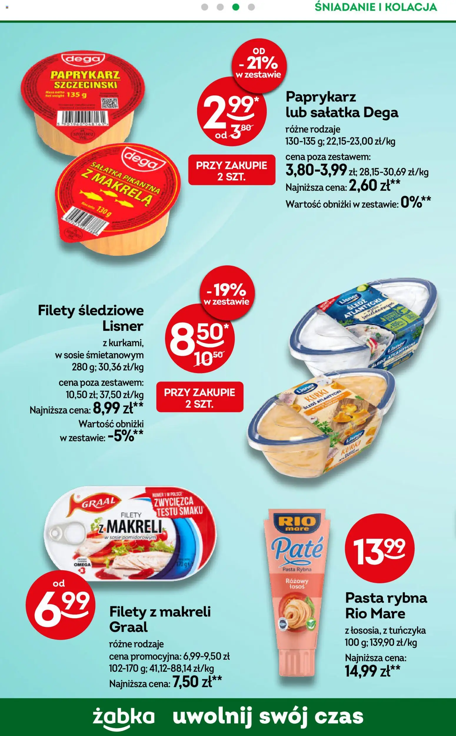 Żabka gazetka - Codzienne produkty od 08.04.2026 | Strona: 14 | Produkty: Śledź, Rybna, Łosoś, Sałatka