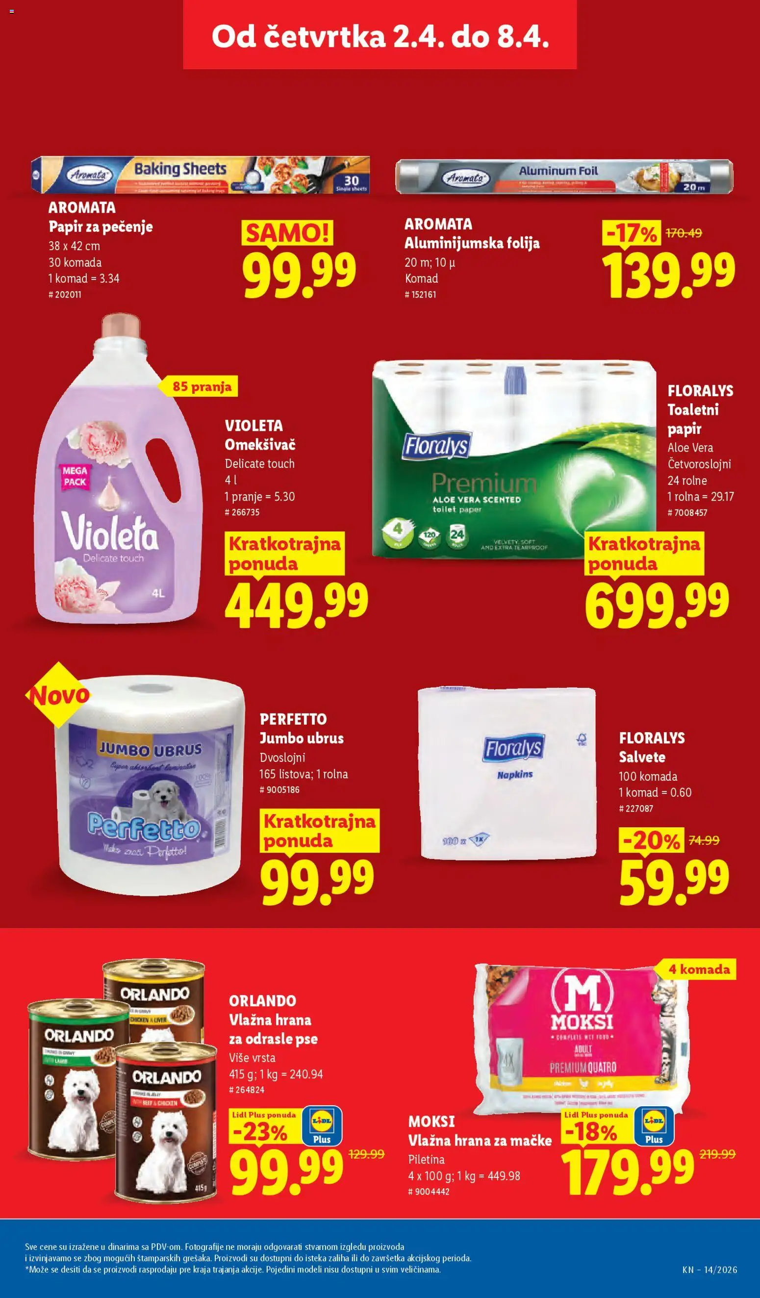 Lidl katalog - važi od 02.04.2026 | Strana: 35 | Proizvode: Aluminijumska folija, Papir za pečenje, Salvete, Piletina