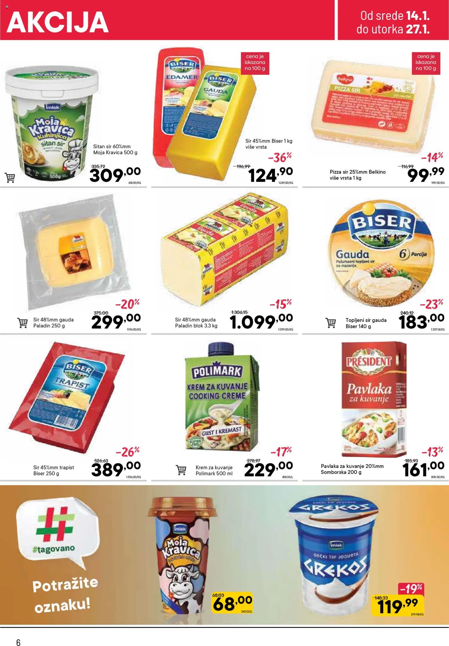 PerSu katalog - važi od 14.01.2026 | Strana: 6 | Proizvode: Sitan sir, Sir, Topljeni sir, Pavlaka