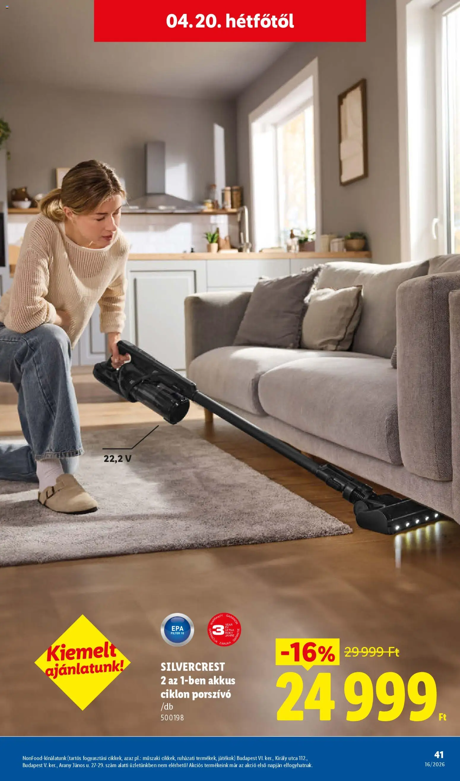 Lidl akciós ujság - amely érvényes a következő dátumtól: 16.04.2026 | Oldal: 41 | Termékek: Porszívó, Játékok