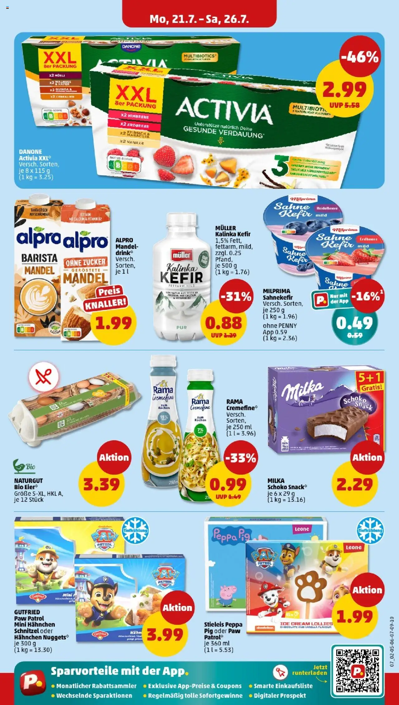 Penny - Saarland  - gültig ab dem 21.07.2025 | Seite: 7 | Produkte: Activia, Rama cremefine, Schnitzel, Pfirsich