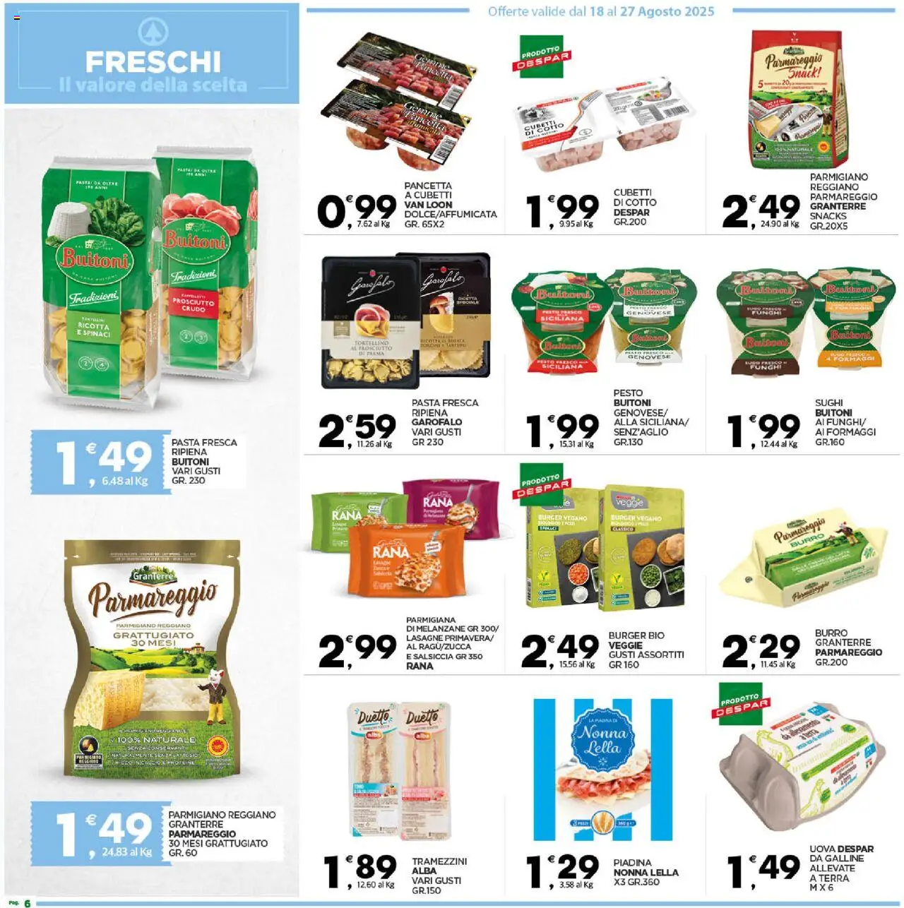 Volantino Despar del 24.08.2025 | Pagina: 6 | Prodotti: Pasta, Pesto, Ricotta, Terra
