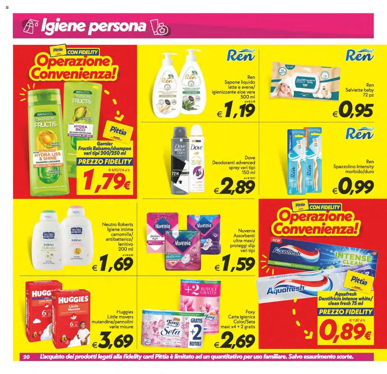 Volantino SuperConveniente del 23.09.2025 | Pagina: 20 | Prodotti: Sapone, Dentifricio, Intimo, Latte