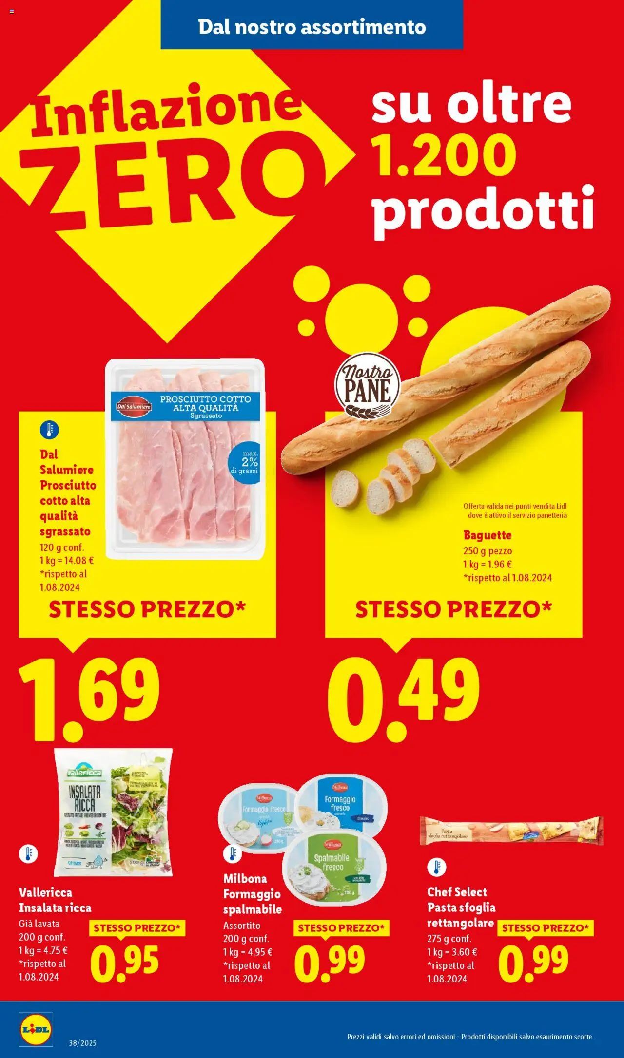 Volantino Lidl del 15.09.2025 | Pagina: 8 | Prodotti: Prosciutto Cotto, Pane, Formaggio, Pasta