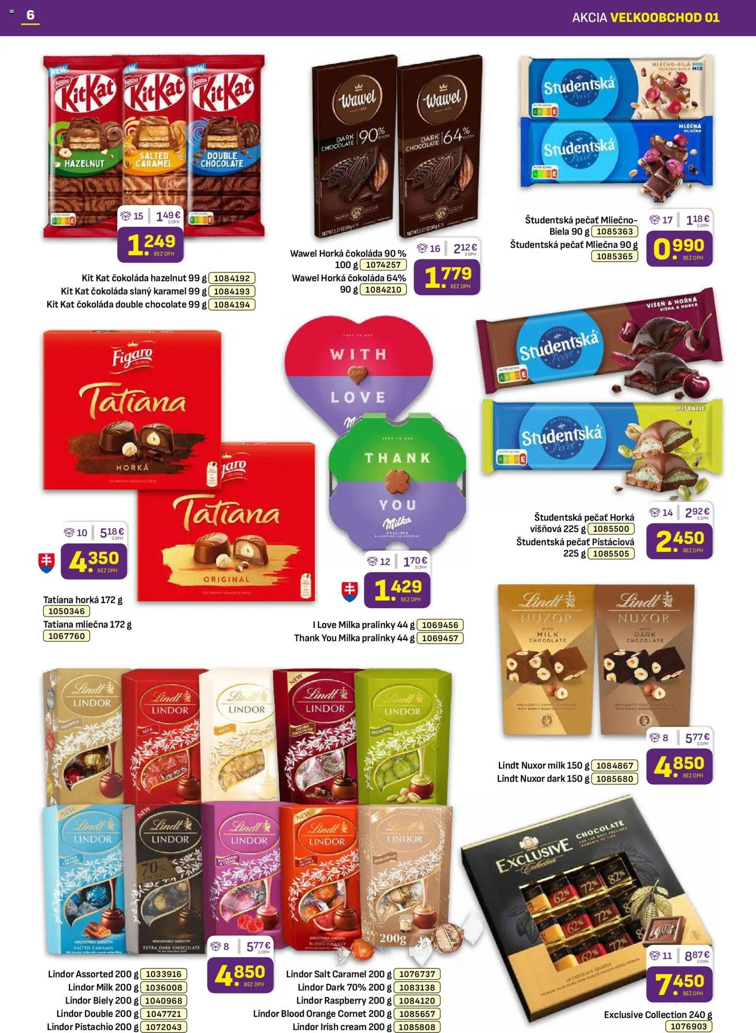 Nové Libex akcie – leták je platný od 05.01.2026 | Strana: 6 | Produkty: Lindor, Lindt, Milka, Pistácie