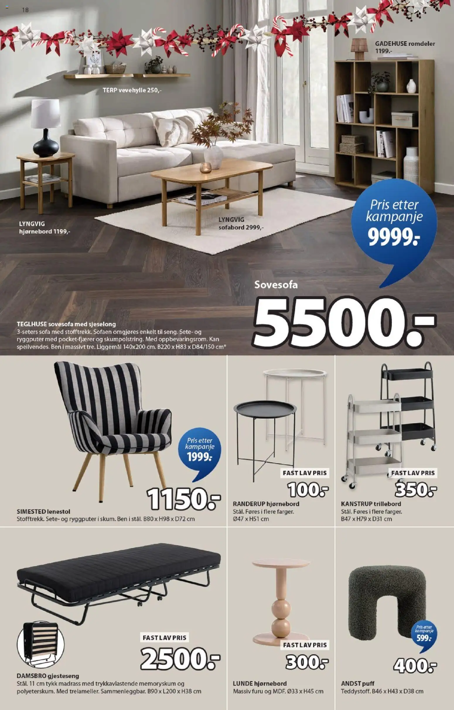 {H1} | Side: 18 | Produkter: Sovesofa, Puff, Trillebord, Sofa