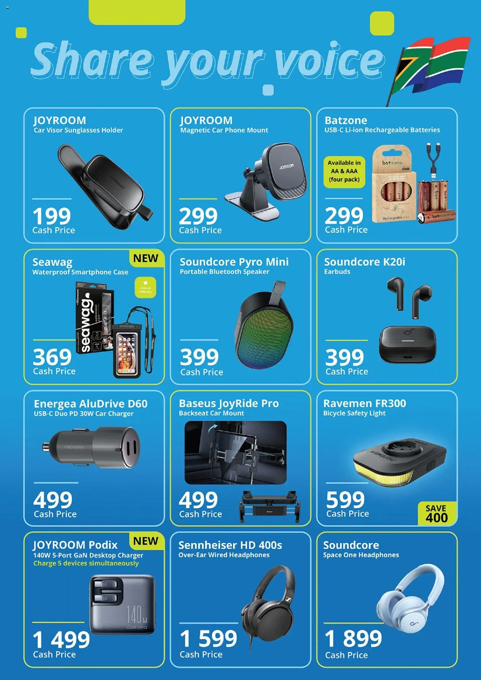 New Cellucity catalogue – valid from 06.03.2026 | Page: 5 | Products: Smartphone, Headphones, Charger, Light