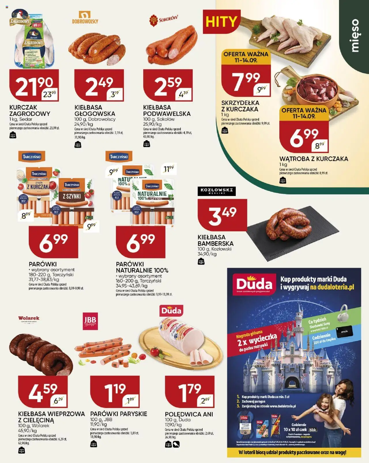 Chata Polska Gazetka od 11.09.2025 | Strona: 3 | Produkty: Kiełbasa, Słuchawki, Parówki, Wędliny