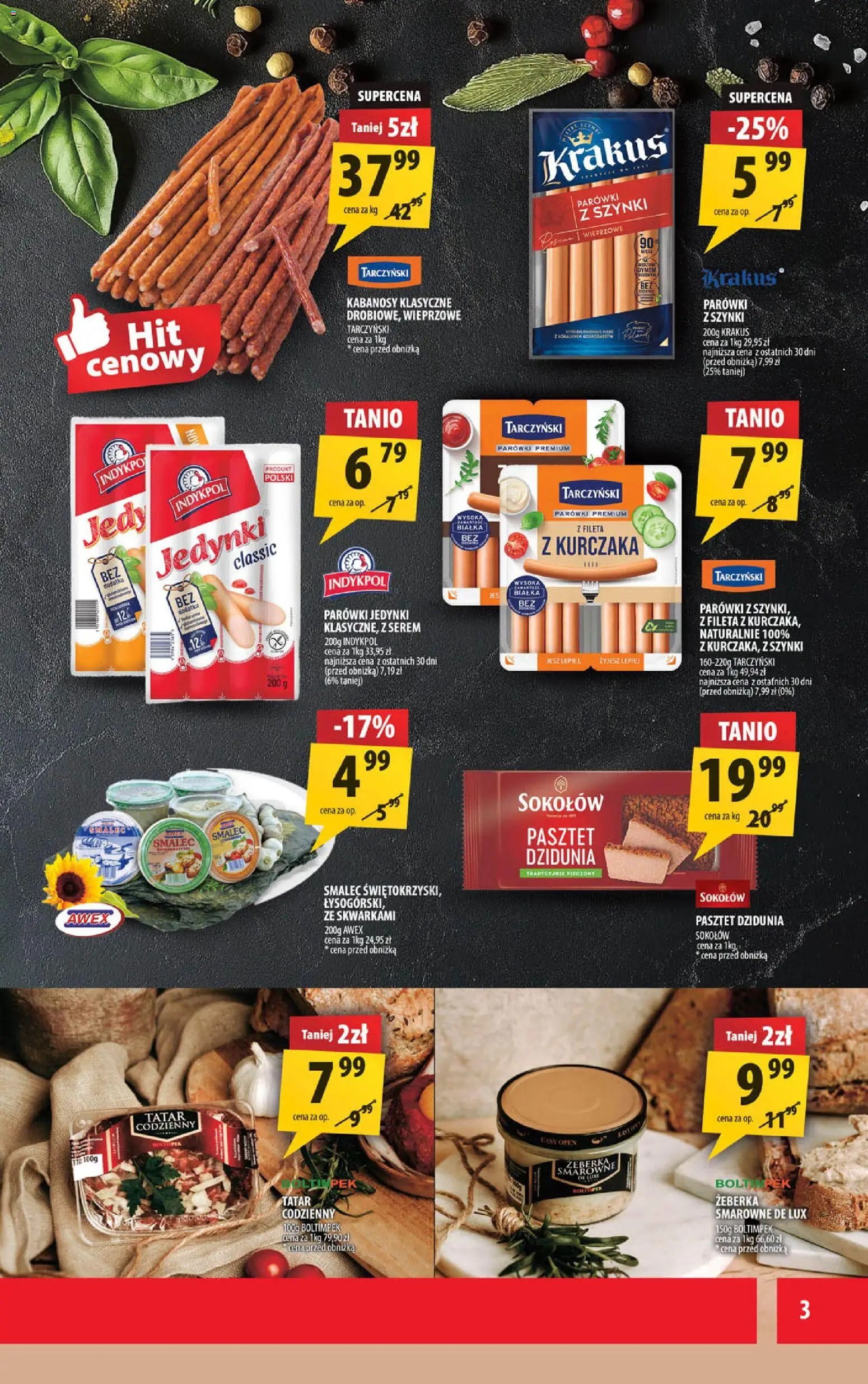 Arhelan Gazetka od 30.01.2026 | Strona: 3 | Produkty: Parówki z szynki, Kabanosy, Parówki, Tatar