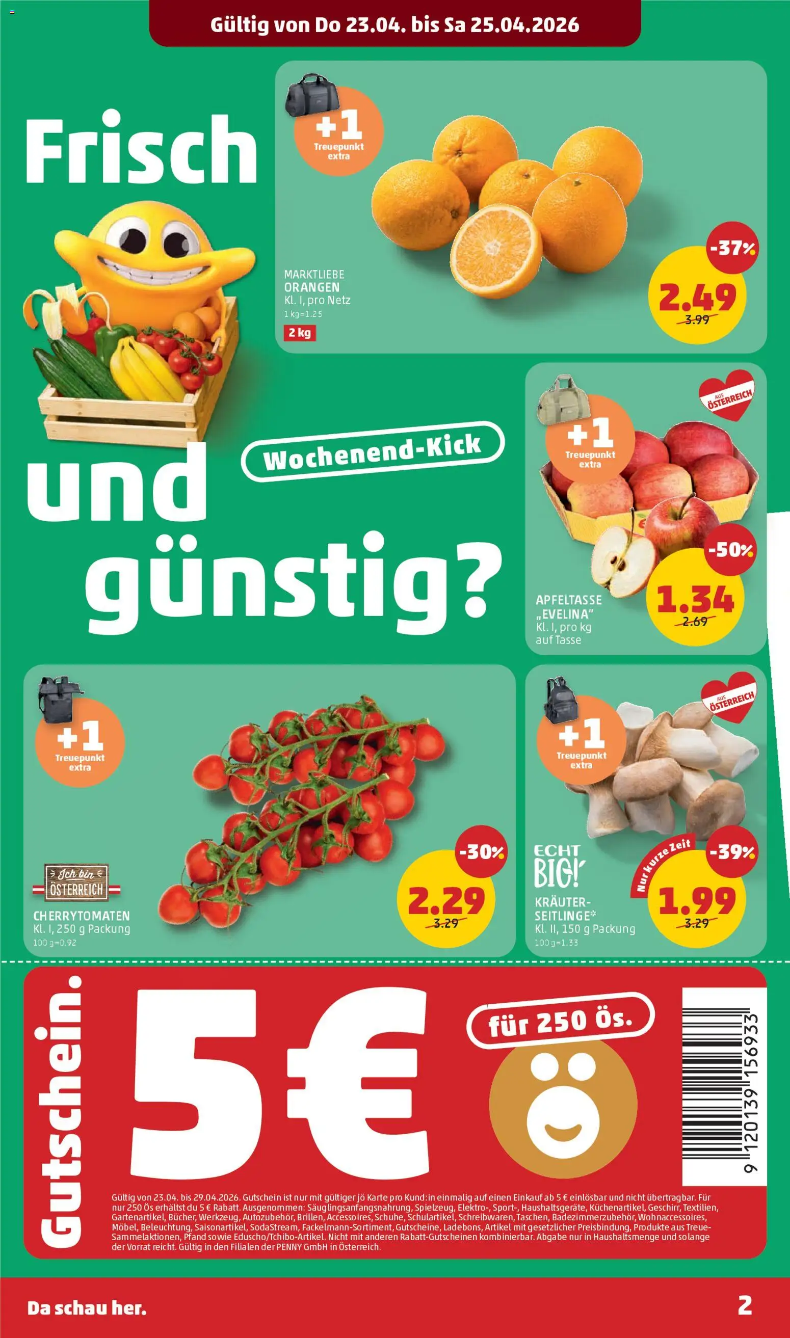 Penny Markt - Flugblatt gültig ab 23.04.2026 | Seite: 2 | Produkte: Orangen