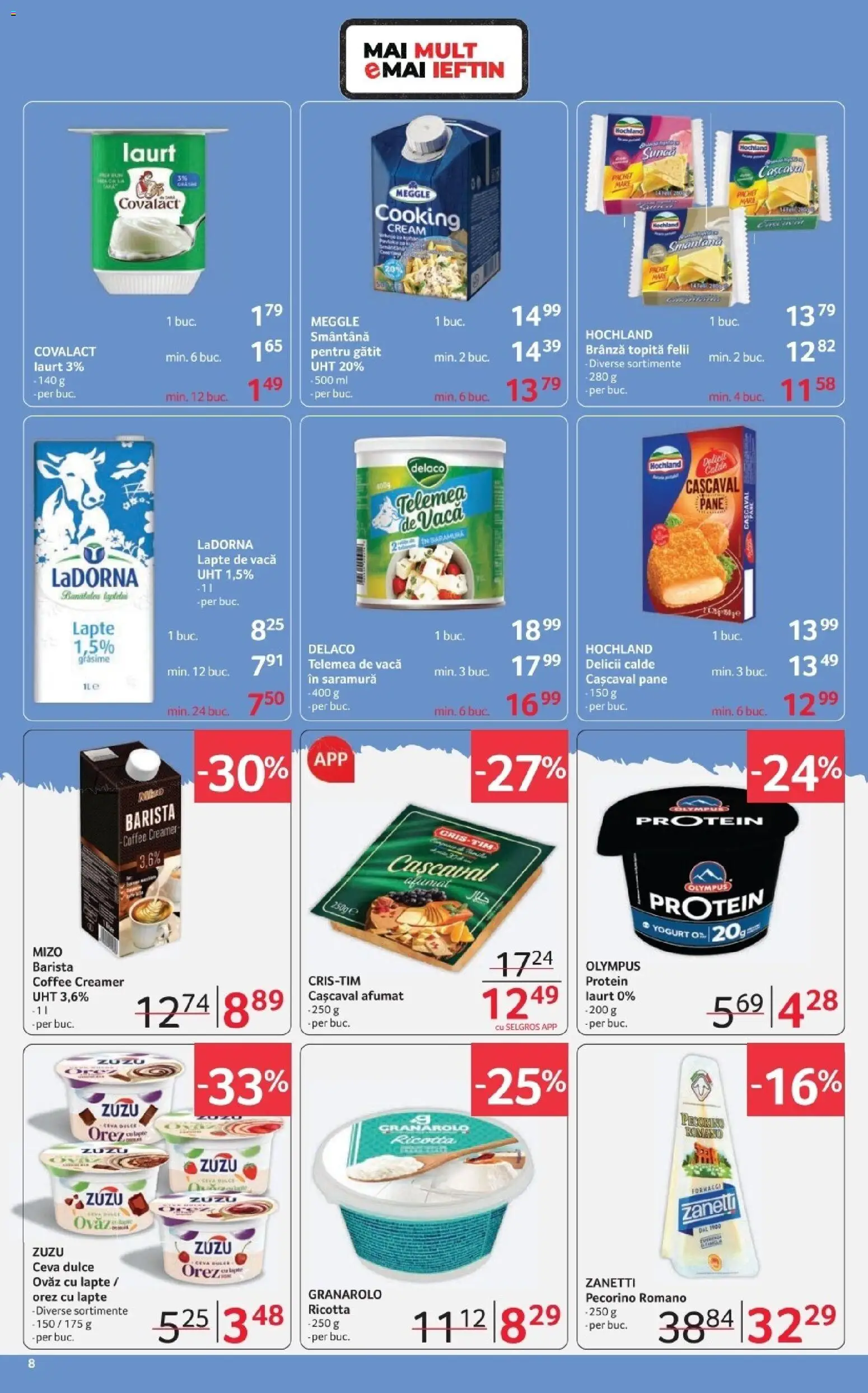 Noul catalog Selgros – valabil de la 23.01.2026 | Pagină: 8 | Produse: Light Kedi Konservesi, Lapte, Brânză, Smântână