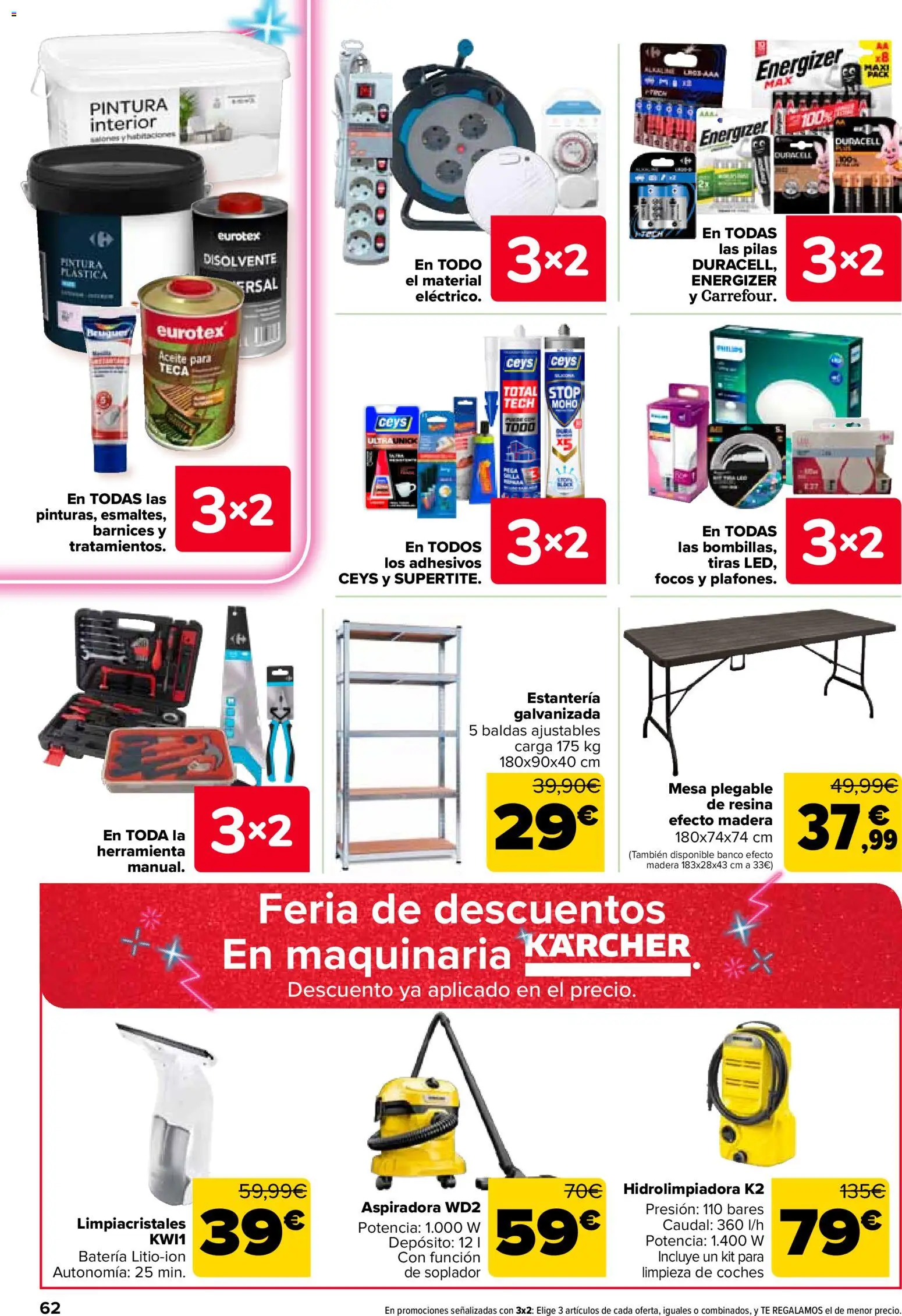 Carrefour folleto │ válido desde el 12.03.2026 | Página: 72 | Productos: Hidrolimpiadora, Limpiacristales, Aspiradora, Mesa