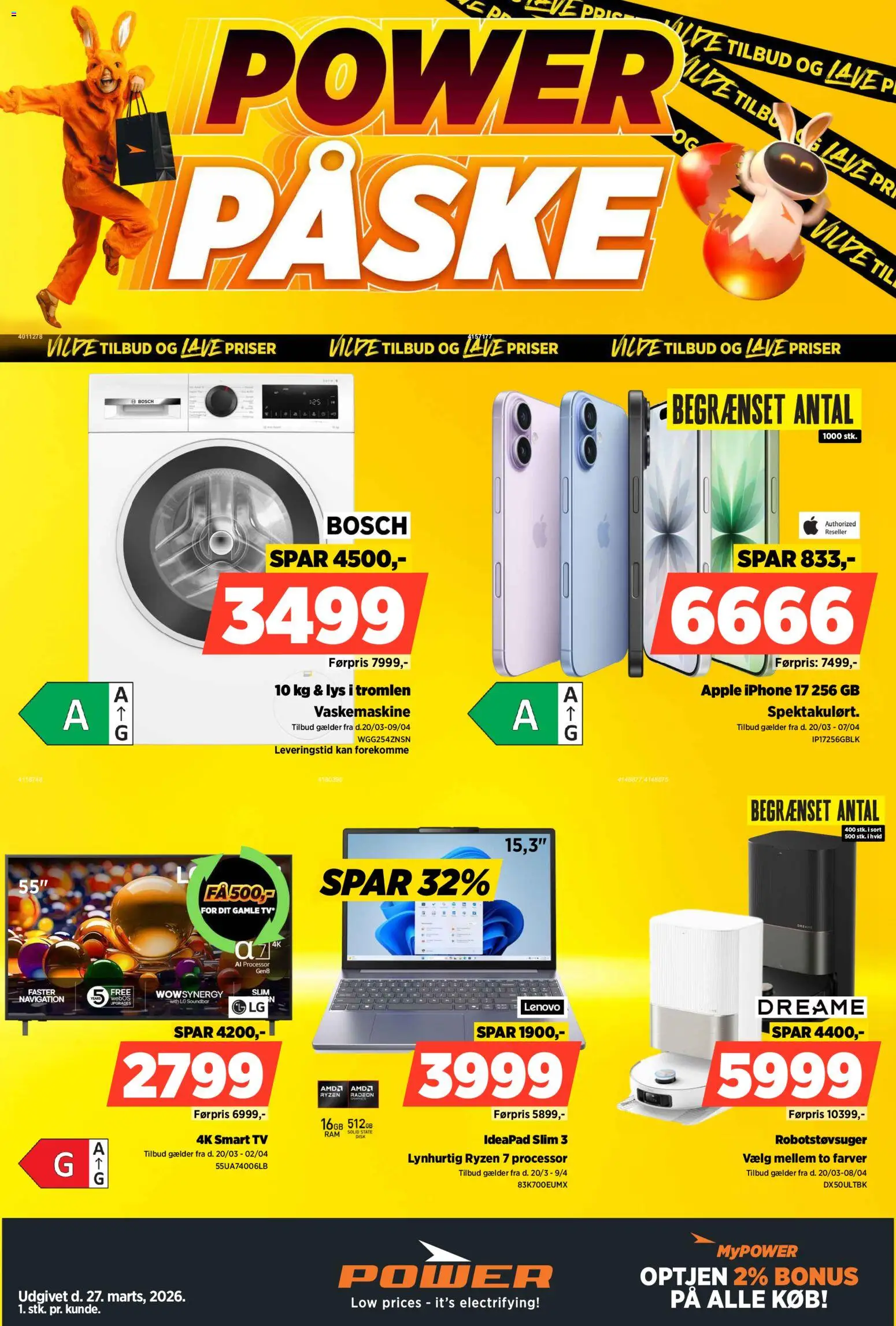 Power tilbudsavis – gyldig fra 01.04.2026 | Side: 1 | Produkter: Processor, Robotstøvsuger, Smart TV, TV