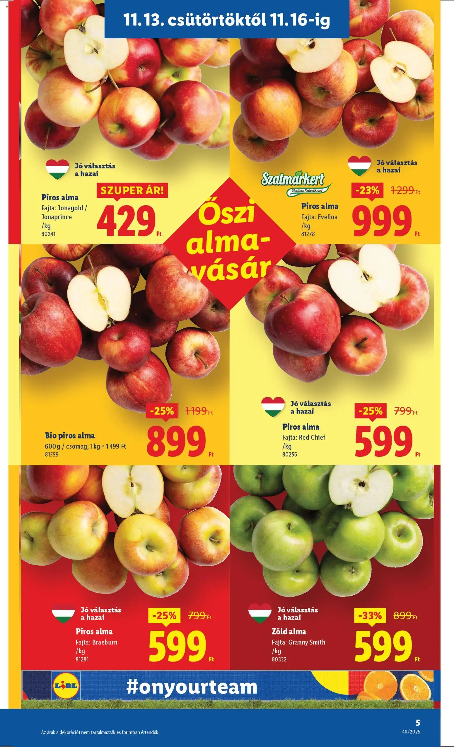 Lidl akciós ujság - amely érvényes a következő dátumtól: 13.11.2025 | Oldal: 5 | Termékek: Alma