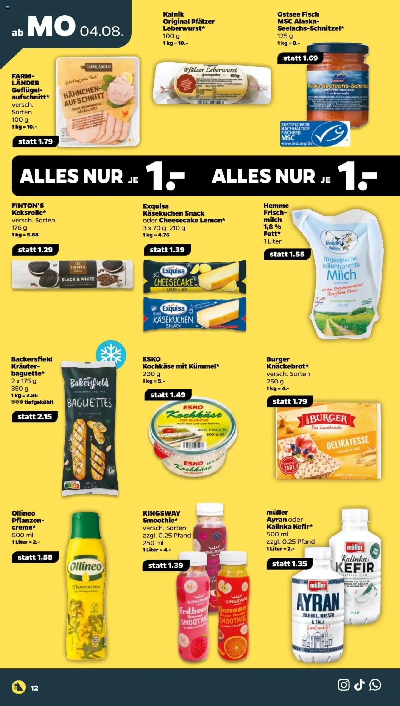 Netto Prospekt 	 - gültig ab dem 04.08.2025 | Seite: 12 | Produkte: Hahnchen, Kefir, Exquisa, Fisch