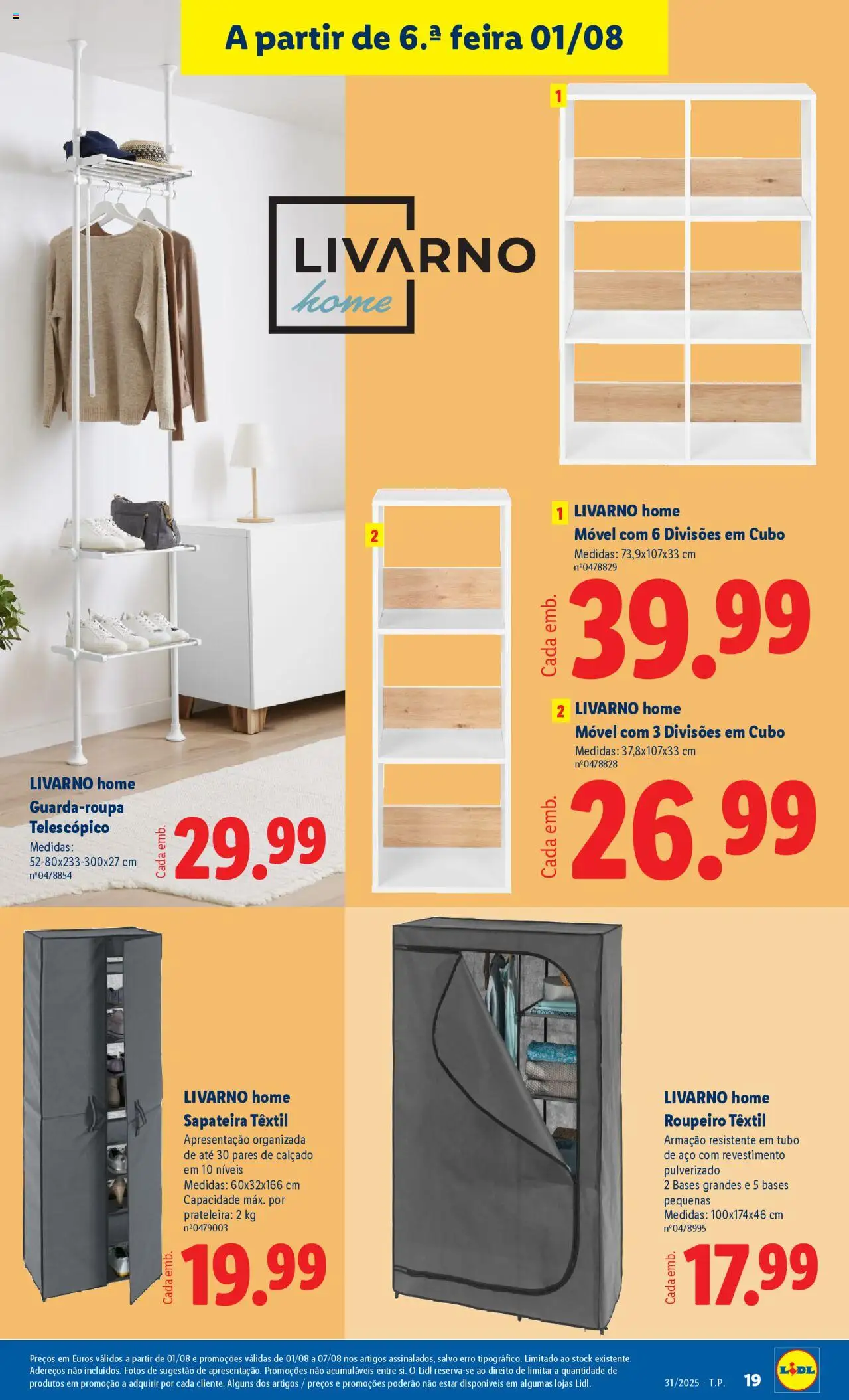 Lidl Novidades │ válido de 28.07.2025 | Página: 19 | Produtos: Roupeiro, Guarda-roupa, Prateleira, Sapateira