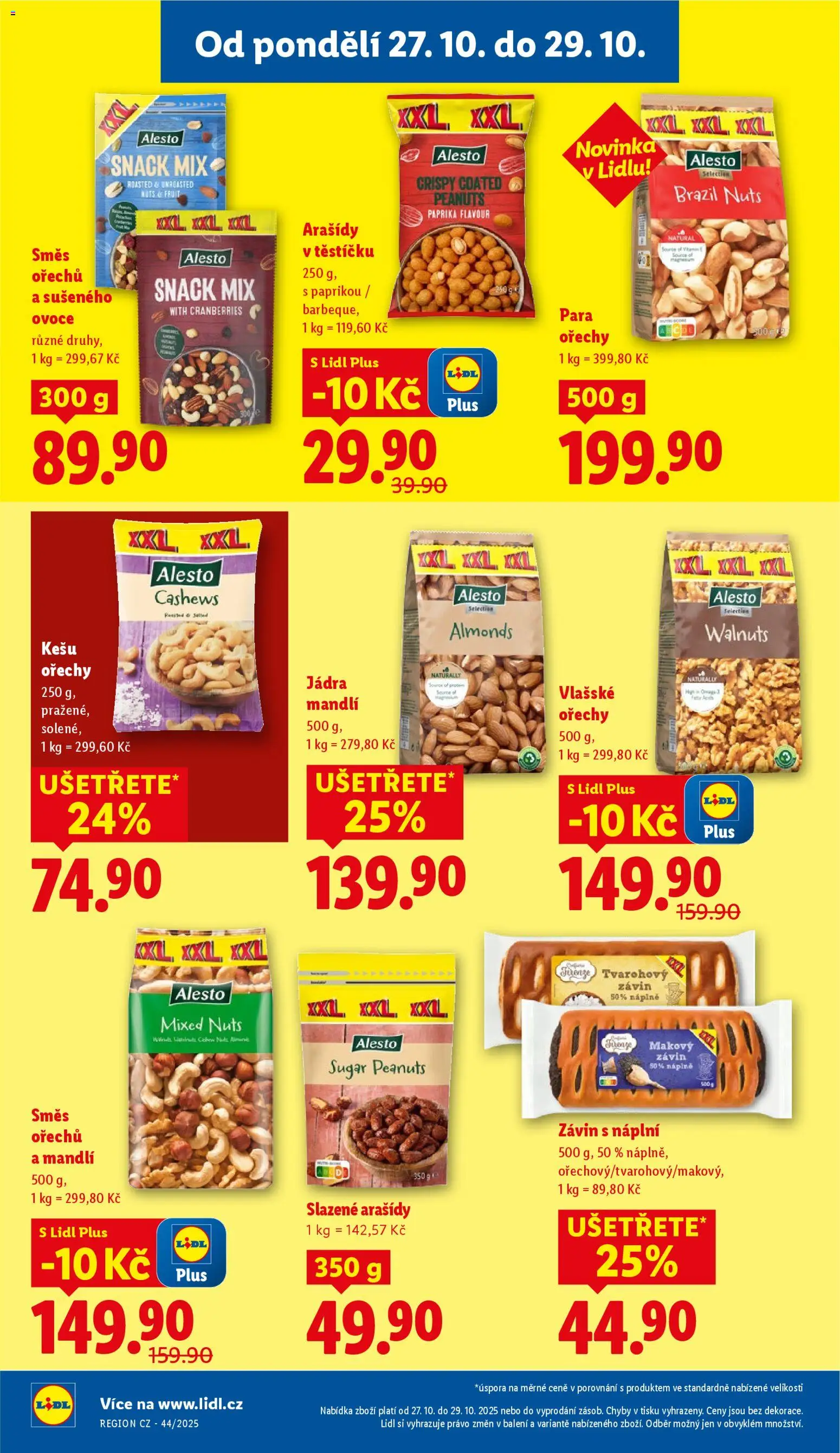 Lidl leták od 27.10.2025 | Strana: 14 | Produkty: Kešu ořechy, Ovoce, Ořechy, Arašídy