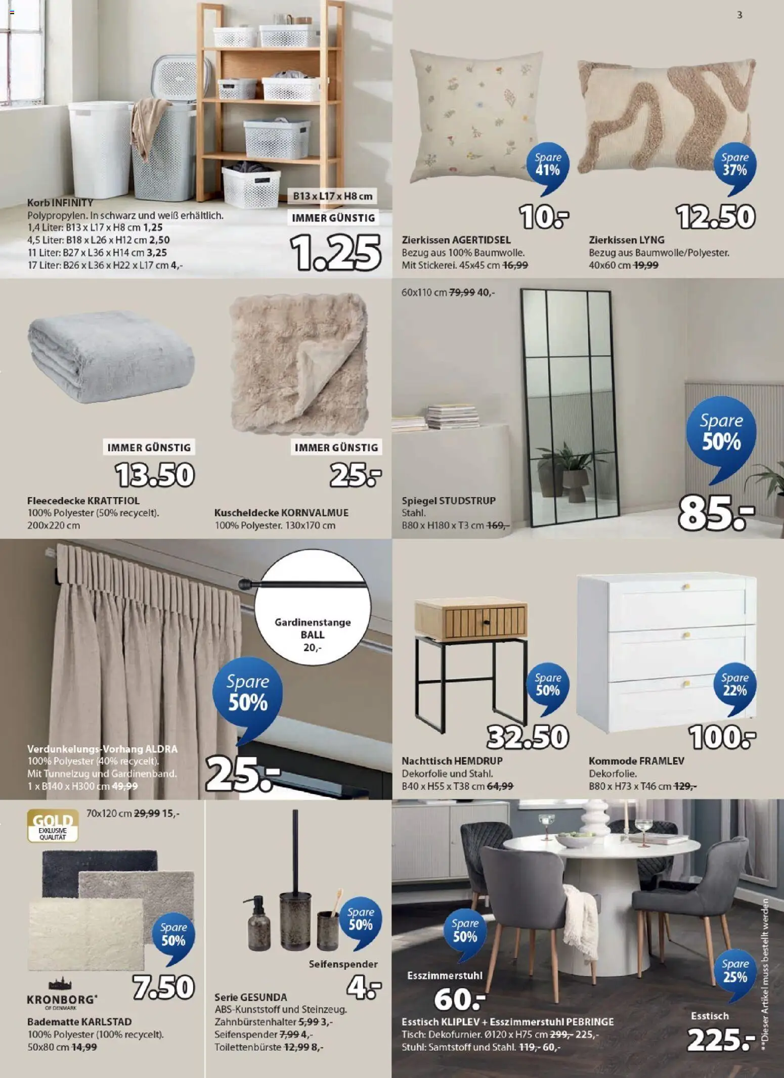 JYSK Angebote gültig ab 17.02.2026 | Seite: 3 | Produkte: Nachttisch, Tisch, Korb, Spiegel