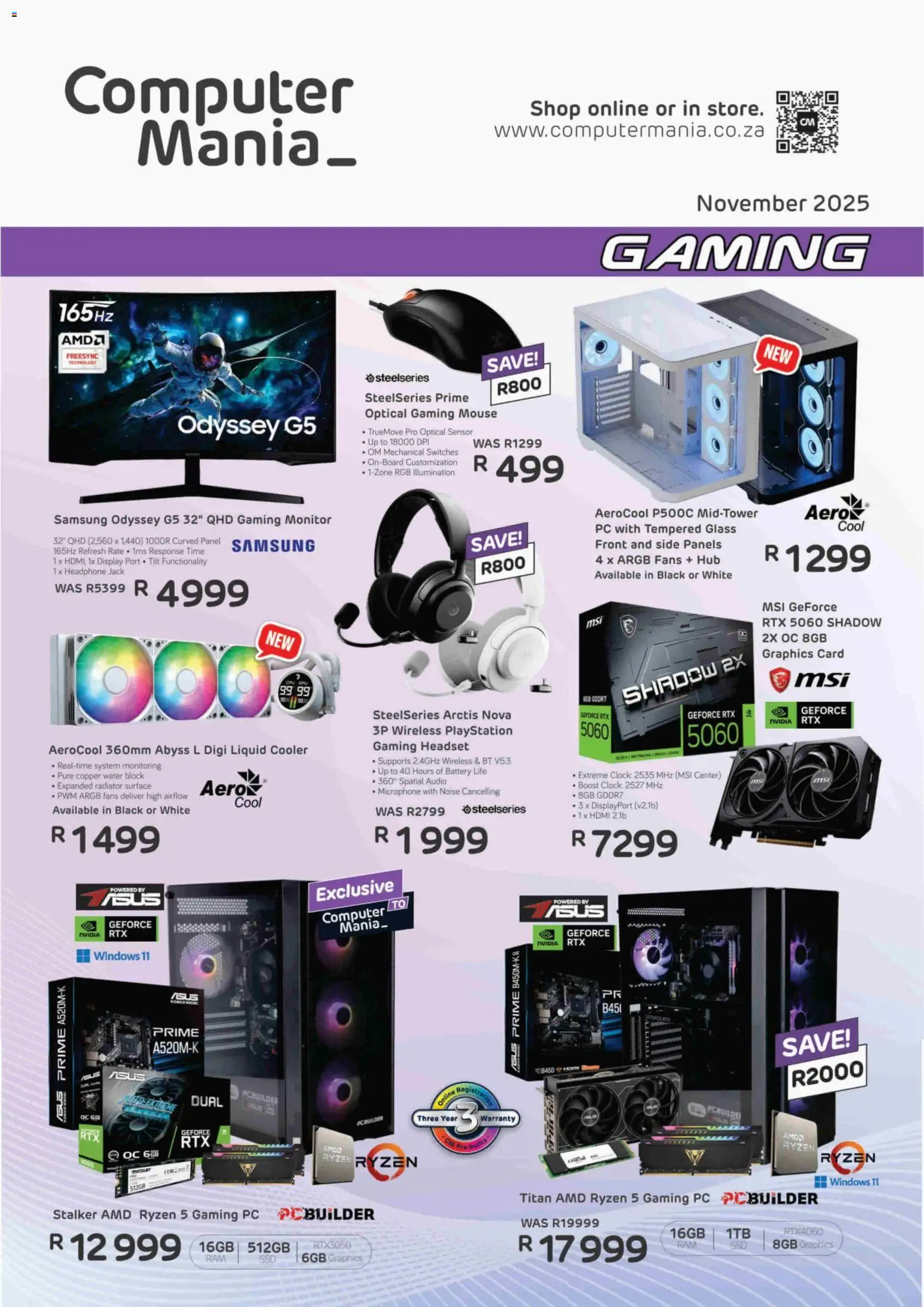 New Computer Mania catalogue – valid from 01.11.2025 | Page: 1 | Products: PC, Computer, Mouse, Cooler