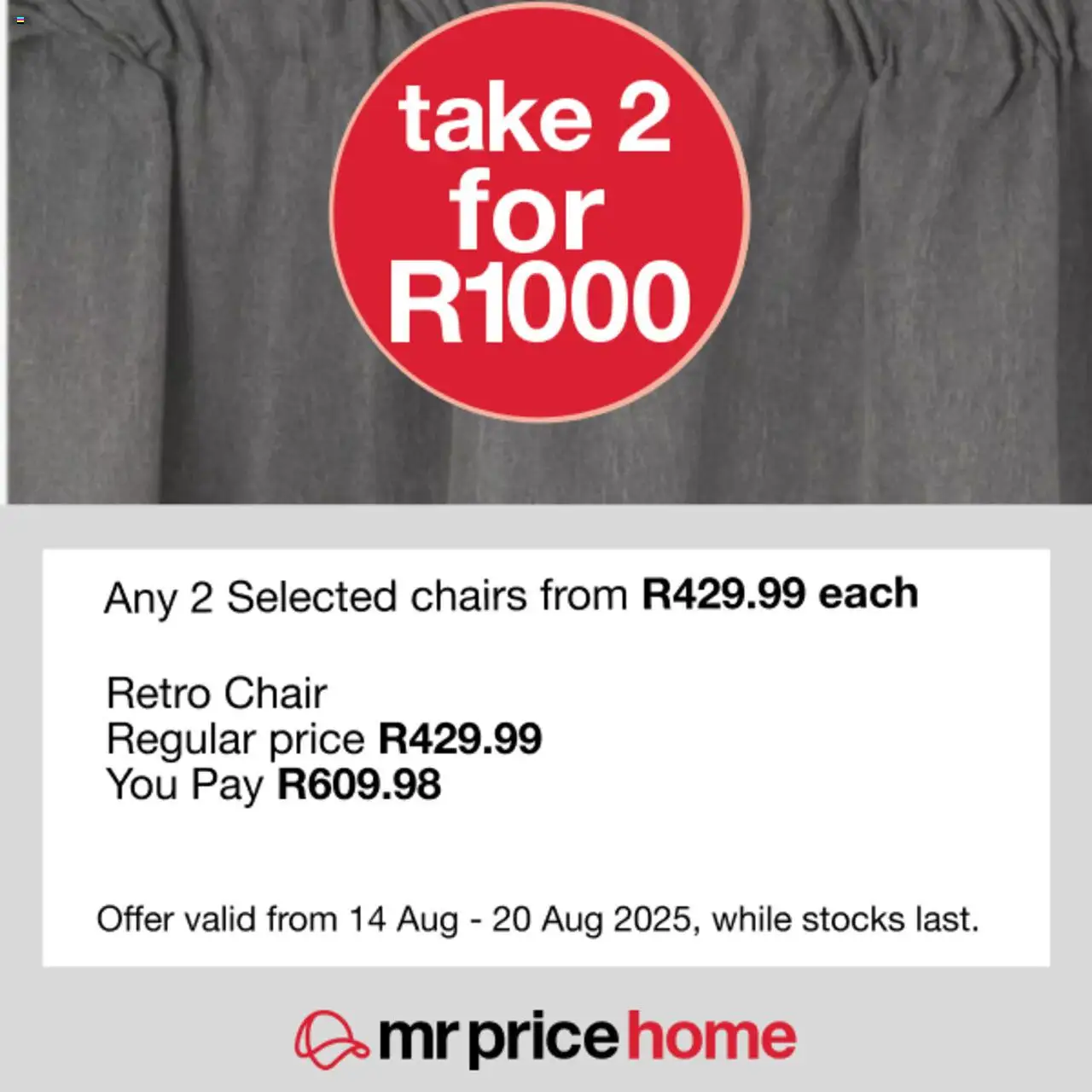 MRP Home Savings Specials │ valid from 14.08.2025 | Page: 1 | Products: Chair