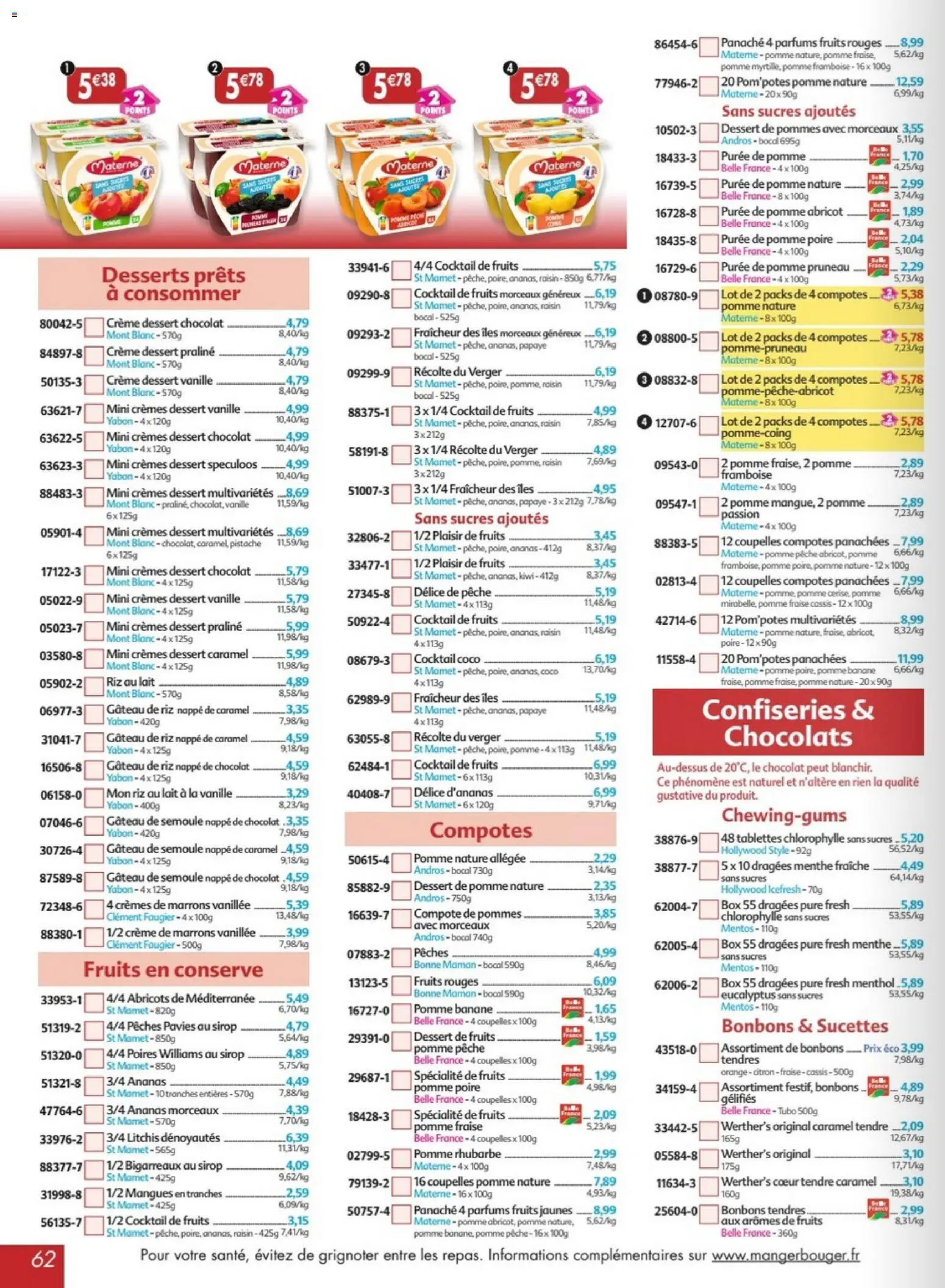 {H1} | Page: 62 | Produits: Pêche, Rhubarbe, Lait, Crème