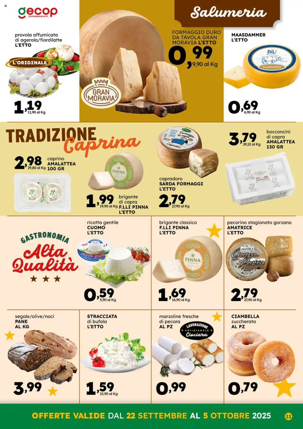 Volantino GECOP del 22.09.2025 | Pagina: 11 | Prodotti: Latte, Formaggio, Provola, Pecorino