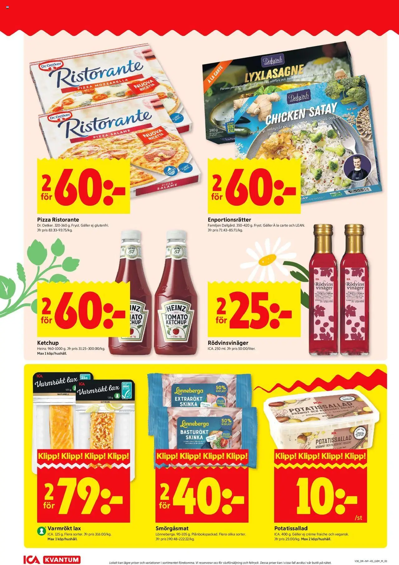 ICA Kvantum reklamblad aktuell från 21.07.2025 | Sida: 2 | Produkter: Potatissallad, Nötfärs, Skinka, Pizza