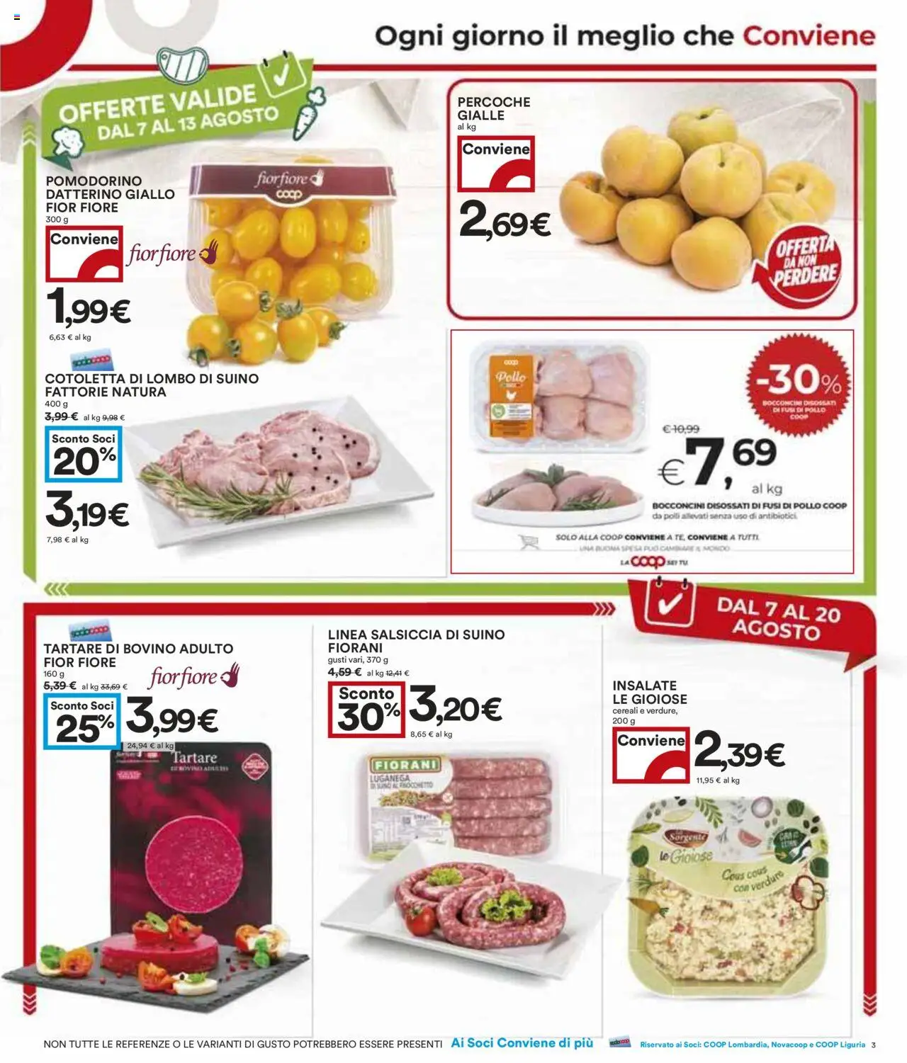 Volantino COOP del 07.08.2025 | Pagina: 3 | Prodotti: Pollo, Cereali, Salsiccia, Cous cous