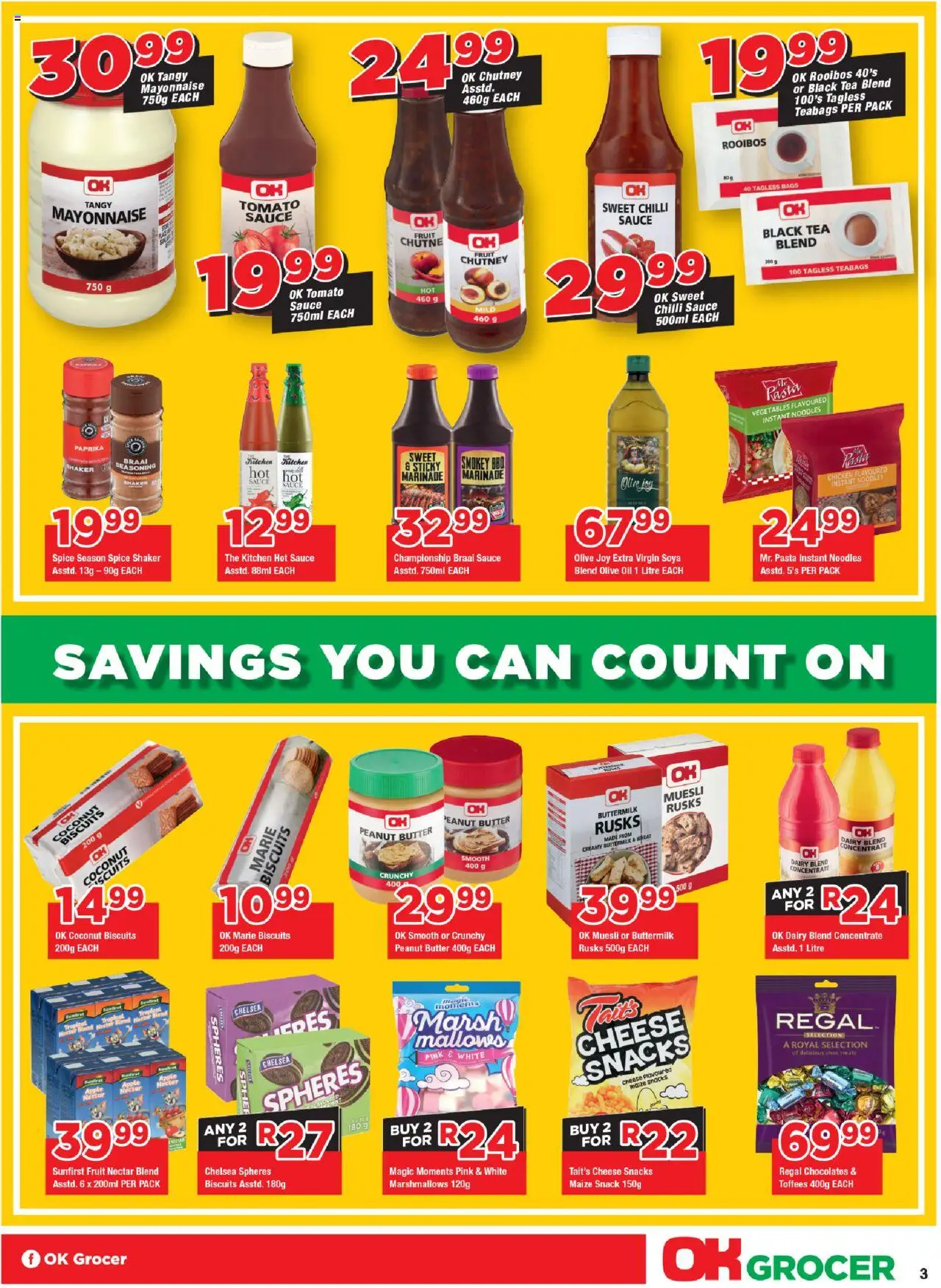 OK Foods Western Cape - OK Grocer │ valid from 13.08.2025 | Page: 3 | Products: Butter, Vegetables, Dairy blend, Sauce