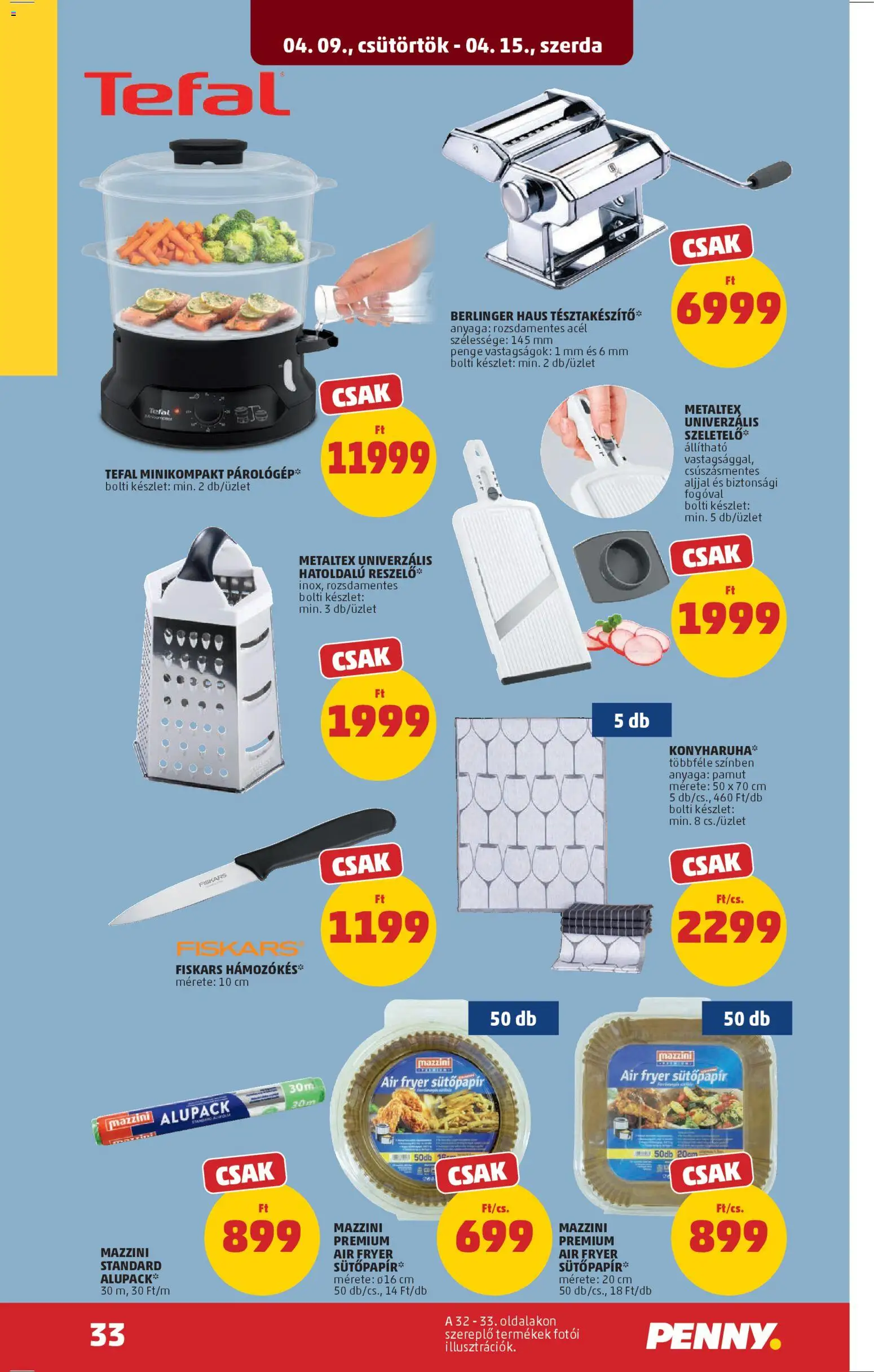 PENNY akciós ujság - amely érvényes a következő dátumtól: 09.04.2026 | Oldal: 37 | Termékek: Tefal
