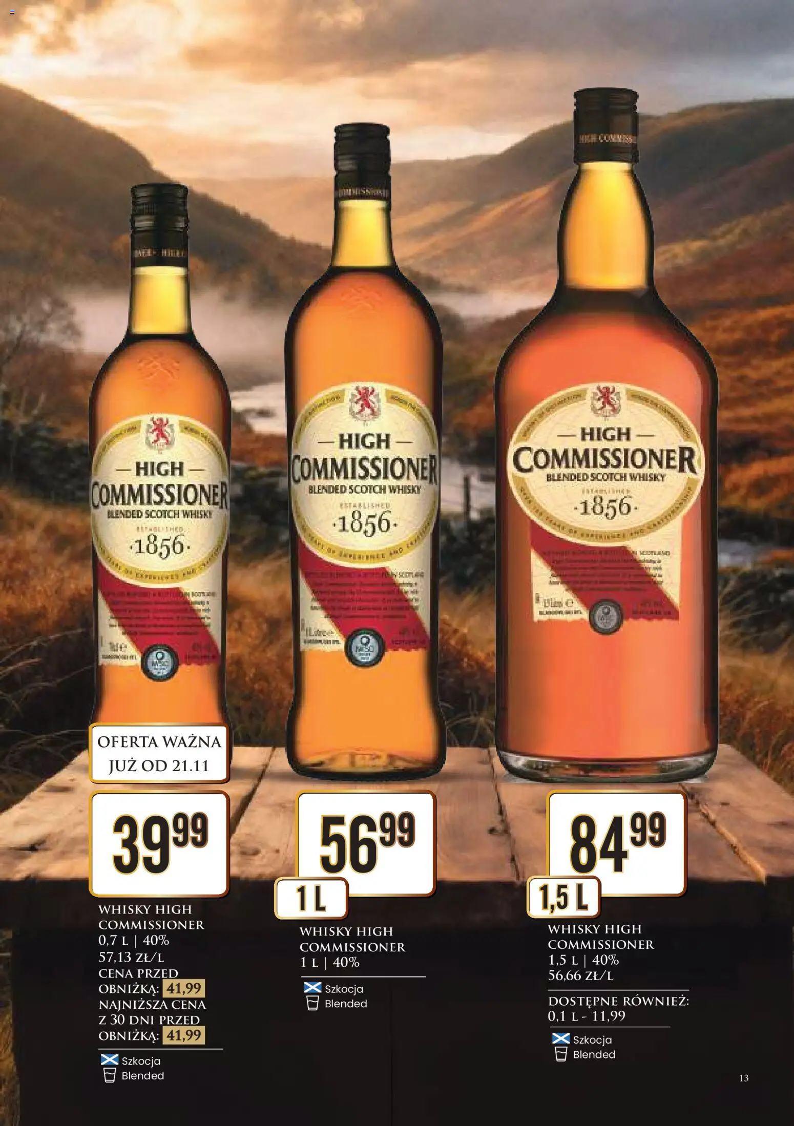 Dino Gazetka alkoholowa od 21.11.2025 | Strona: 13 | Produkty: Whisky