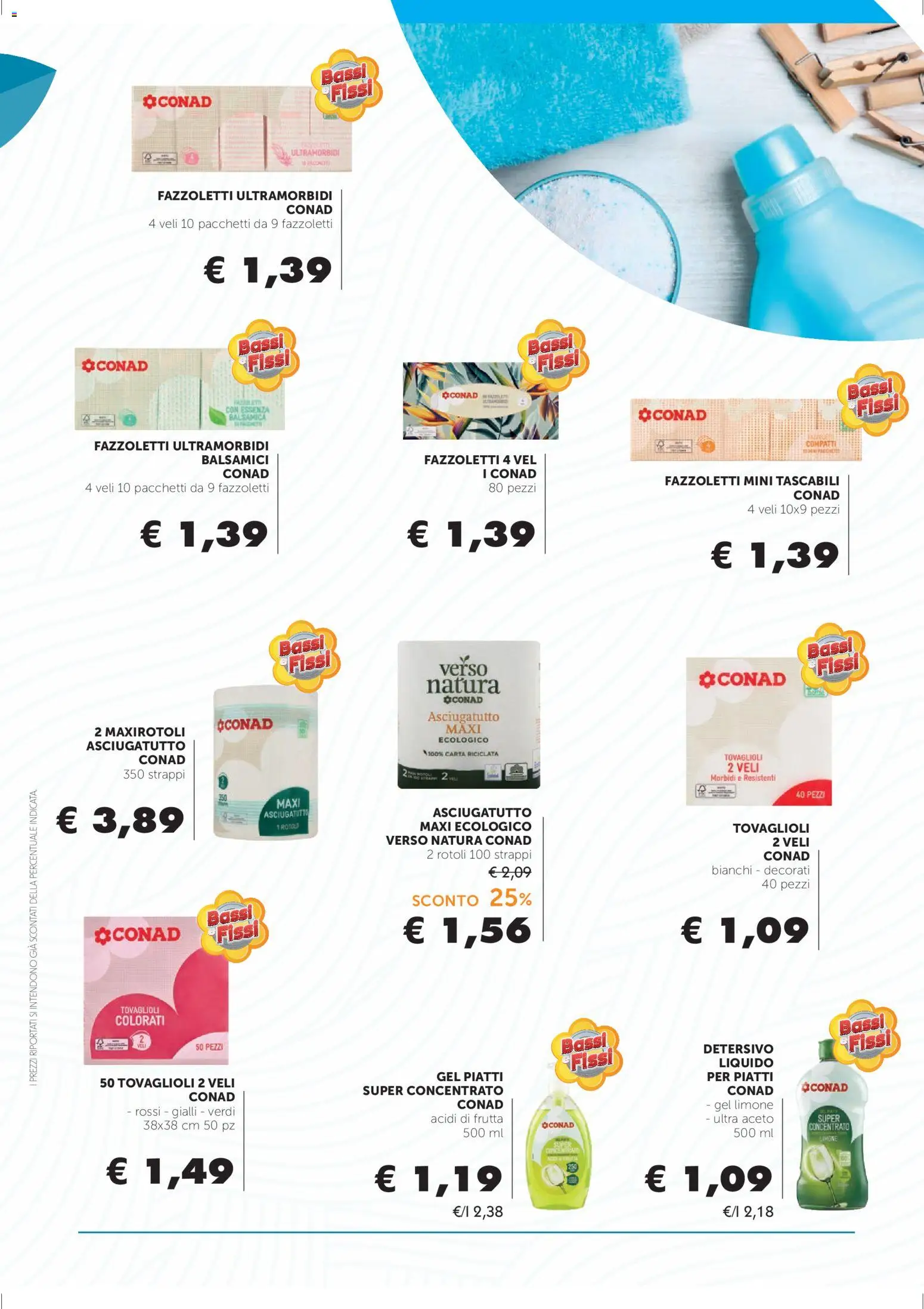 Volantino Conad del 22.04.2026 | Pagina: 16 | Prodotti: Fazzoletti, Frutta, Aceto, Asciugatutto