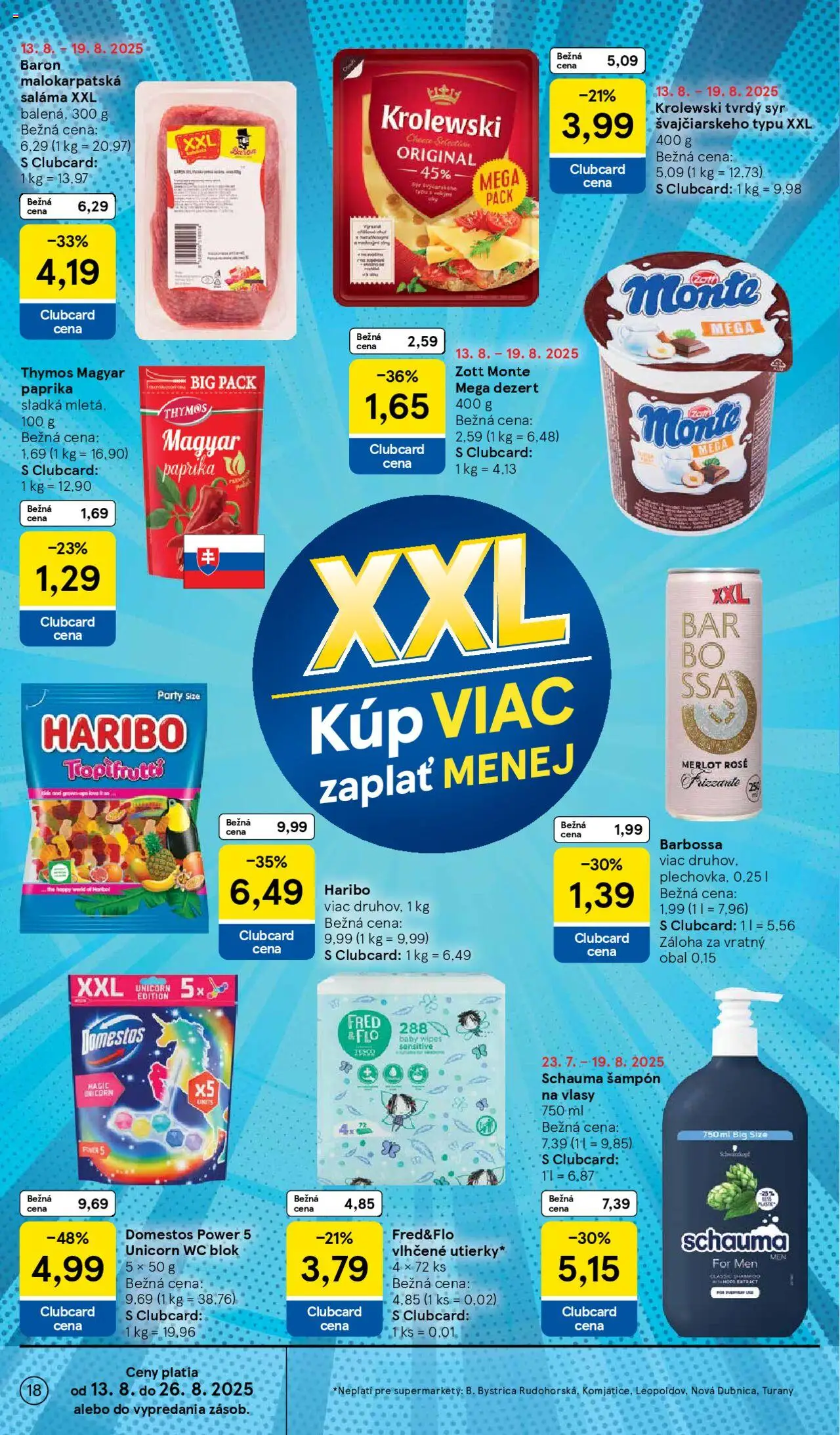 Tesco Supermarket - leták │ platný od 13.08.2025 | Strana: 18 | Produkty: Paprika, Syr, Wc, Domestos