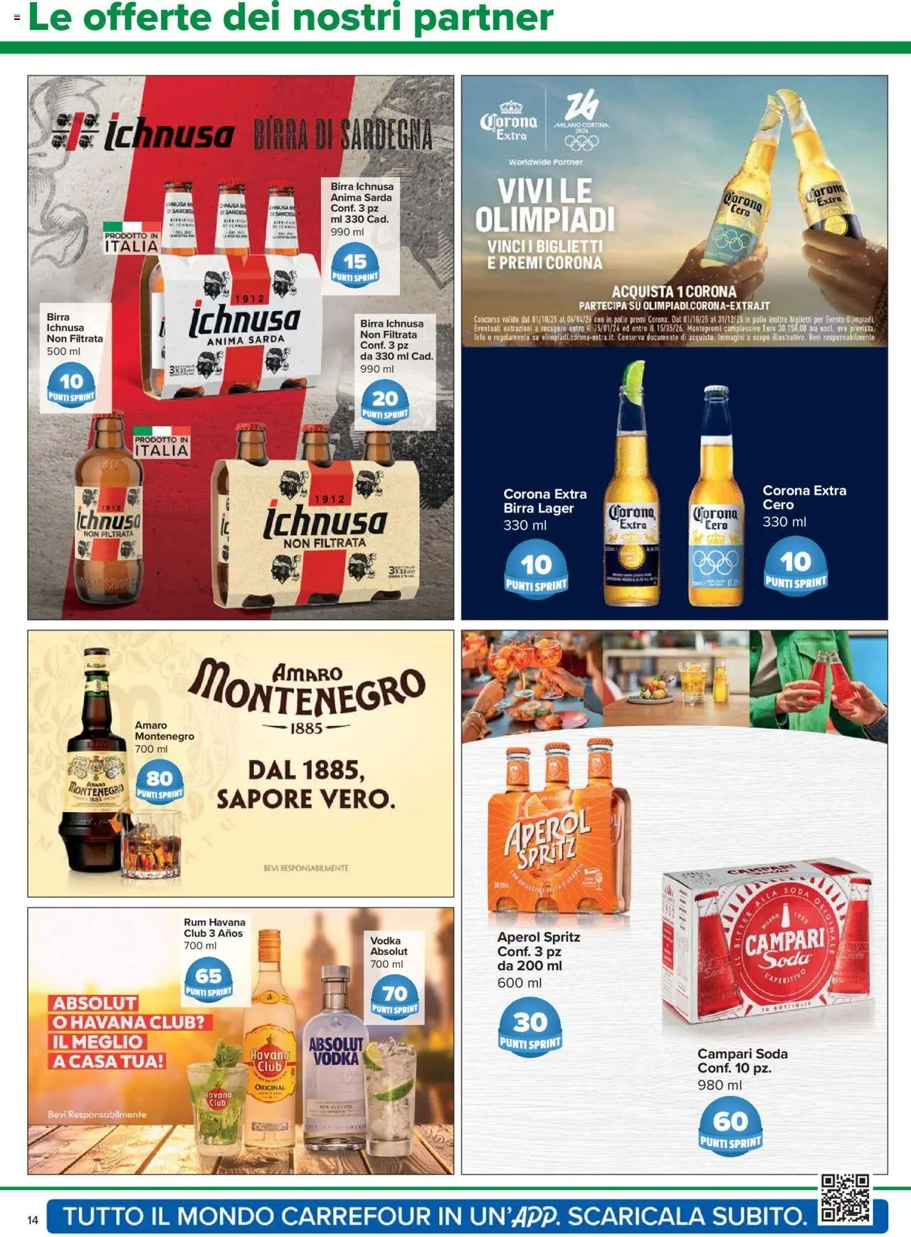 Volantino Carrefour del 24.10.2025 | Pagina: 14 | Prodotti: Birra, Vodka, Rum, Aperol