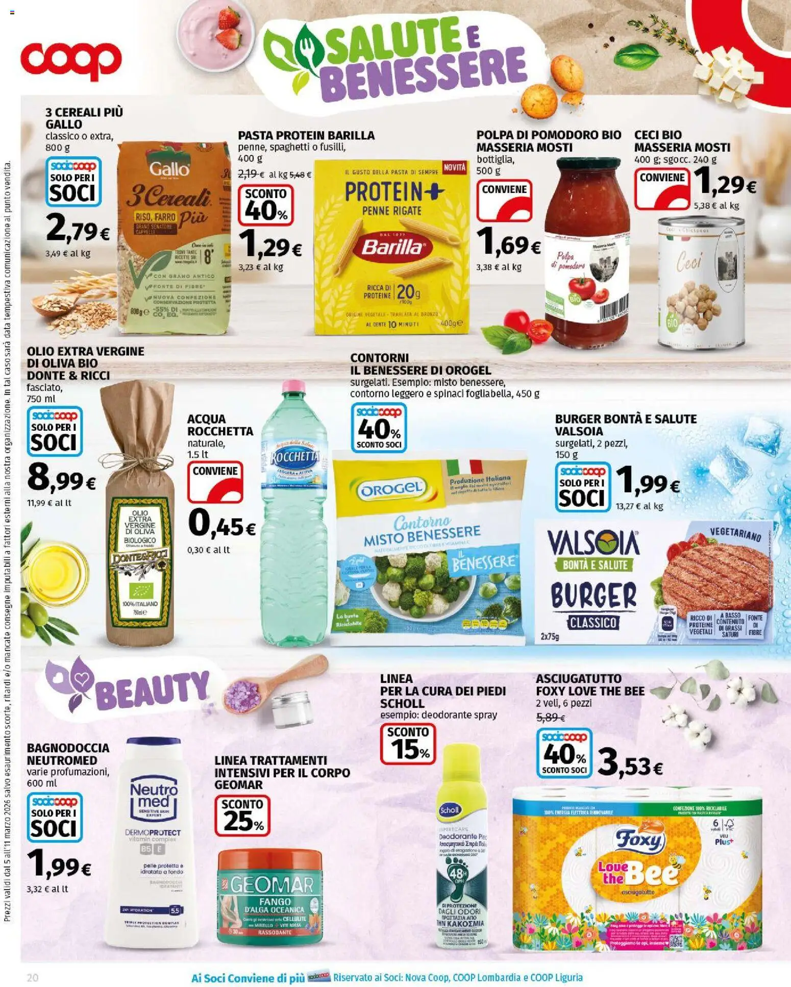 Volantino COOP del 05.03.2026 | Pagina: 20 | Prodotti: Ceci, Olio, Pasta, Olio extra vergine