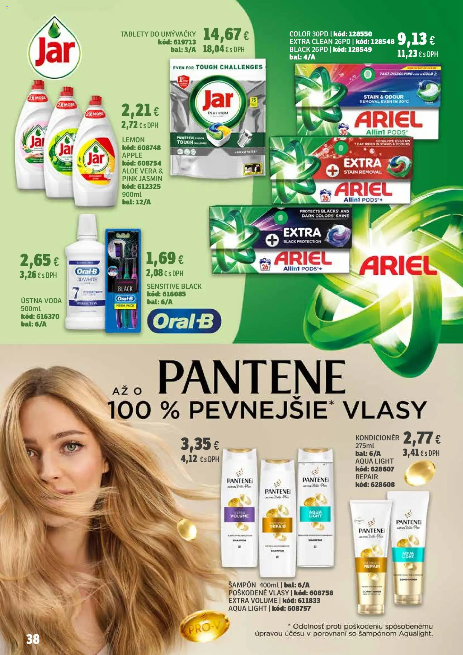 Nové Labaš akcie – leták je platný od 14.11.2025 | Strana: 38 | Produkty: Šampón, Ústna voda, Ariel, Voda