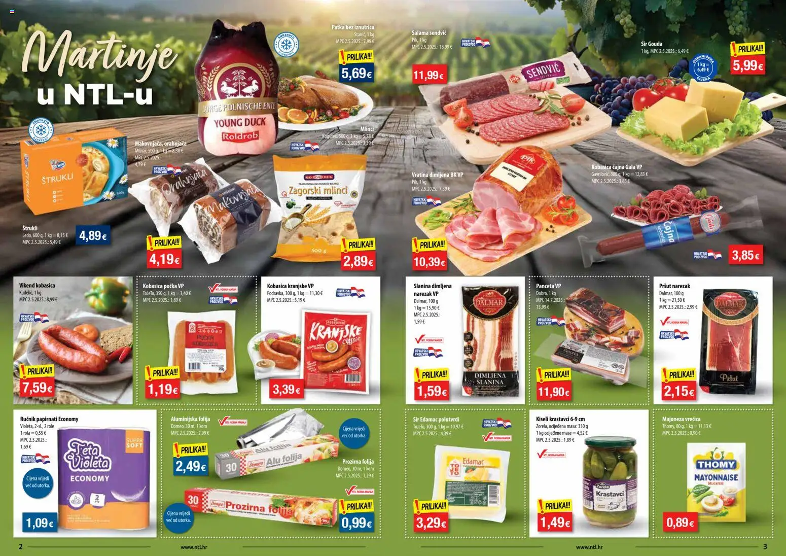 NTL katalog | vrijedi od 05.11.2025 | Stranica: 2 | Proizvodi: Sir, Pršut, Mlinci, Violeta