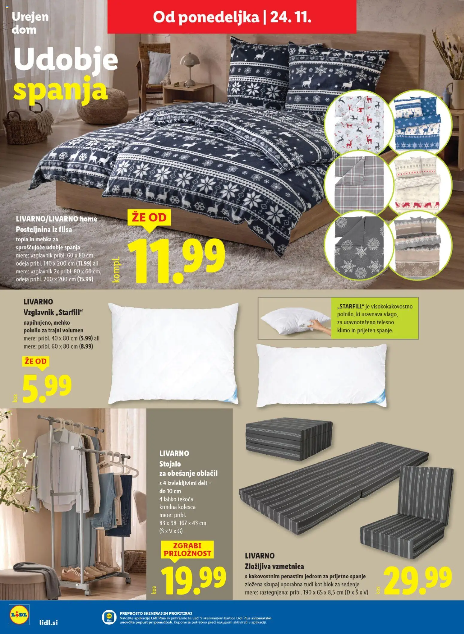 Novi Lidl katalog ponudbe – veljaven od 24.11.2025 | Stran: 46 | Izdelki: Vzglavnik, Odeja, Posteljnina, Blok