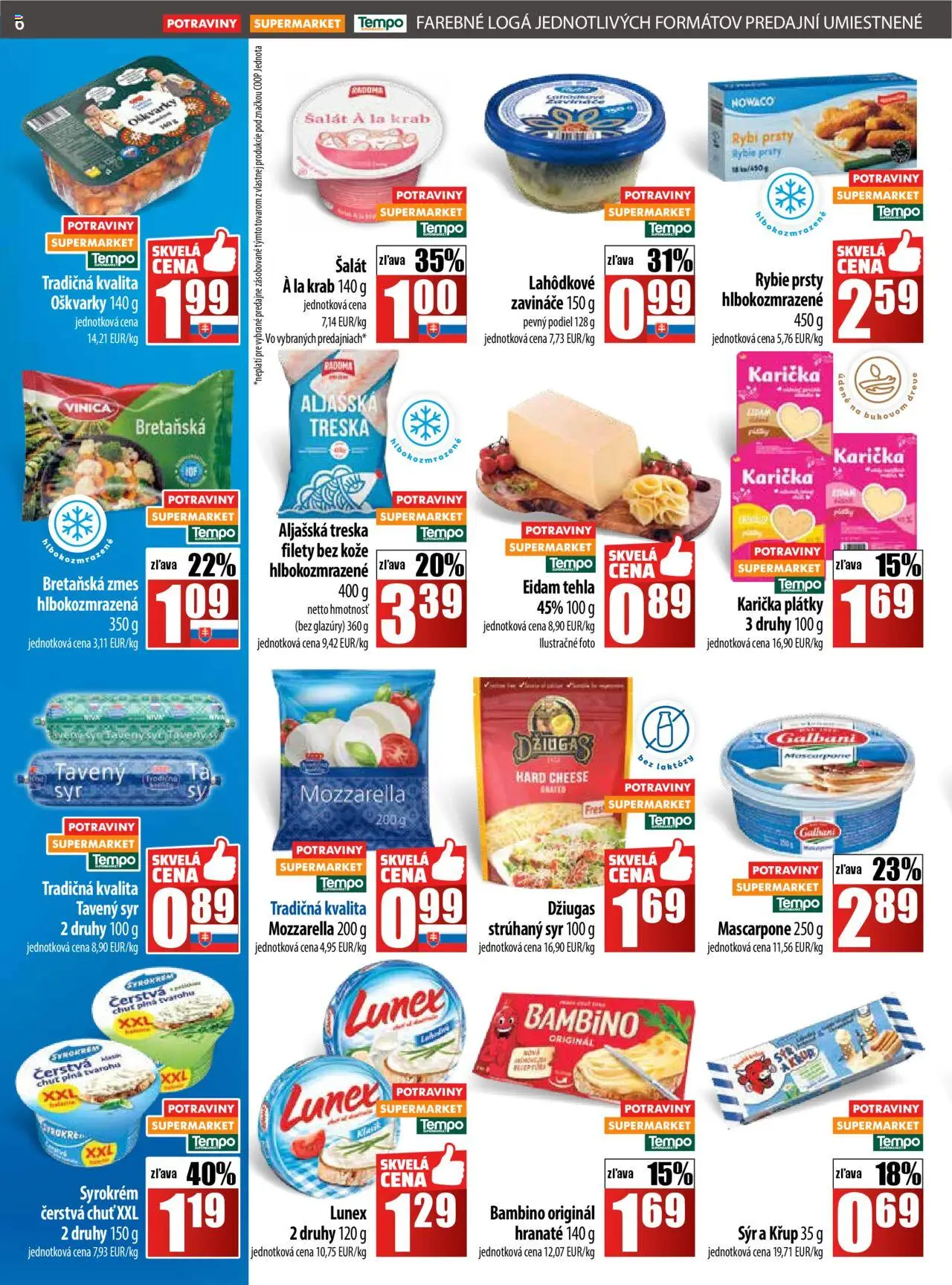Nové COOP Jednota akcie – leták je platný od 16.10.2025 | Strana: 6 | Produkty: Eidam, Mozzarella, Mascarpone, Treska